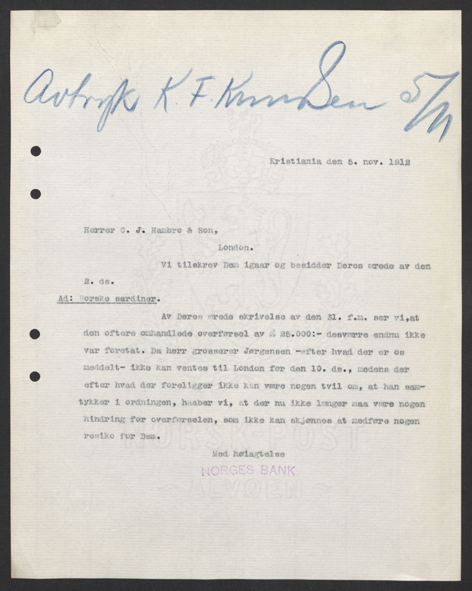 Norges Bank, Direksjonsarkivet I, AV/RA-S-3160/E/L0032: Hovedsetet, 1821-1921, p. 26