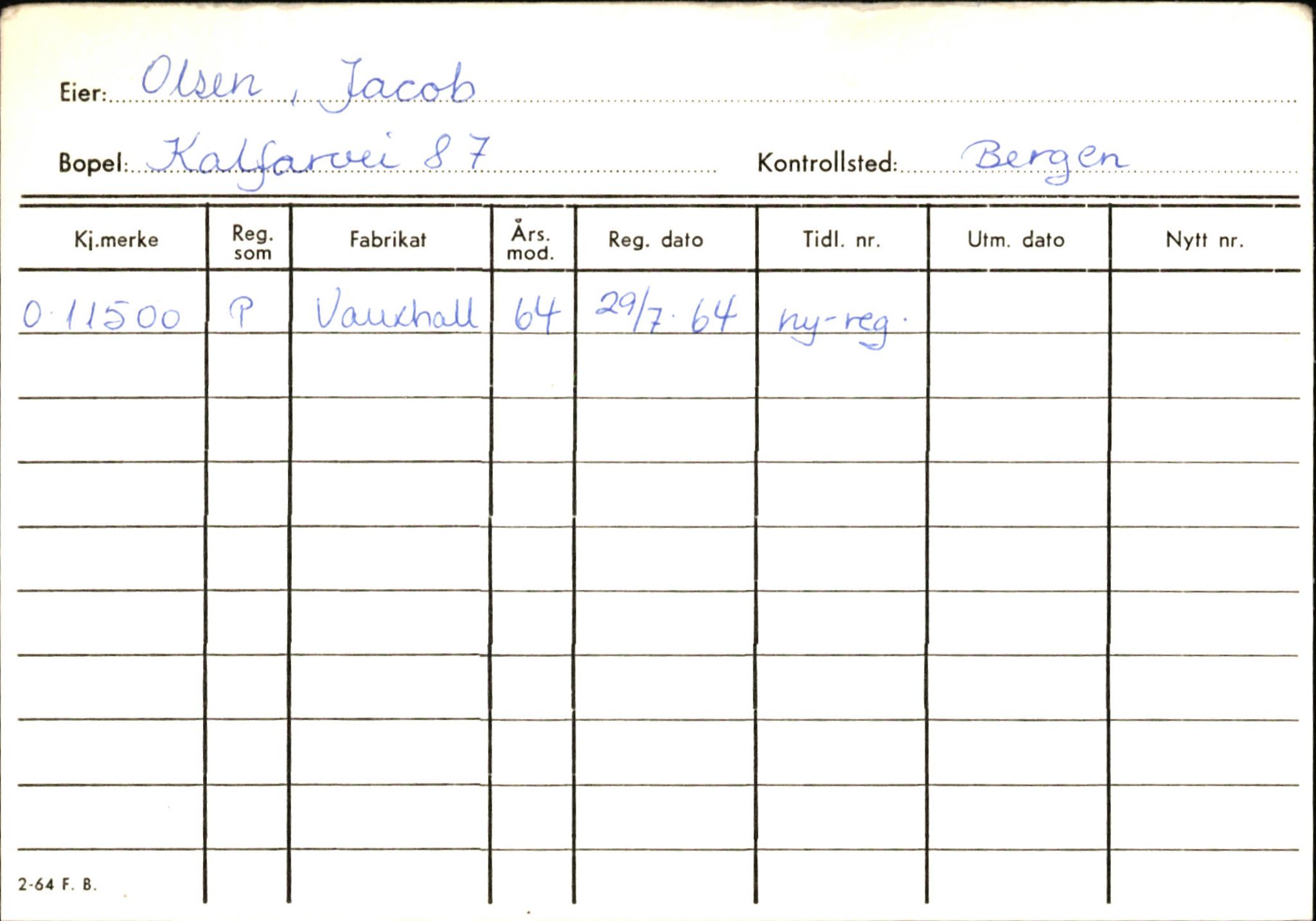 Statens vegvesen, Hordaland vegkontor, AV/SAB-A-5201/2/Hb/L0027: O-eierkort O-P, 1920-1971, p. 6