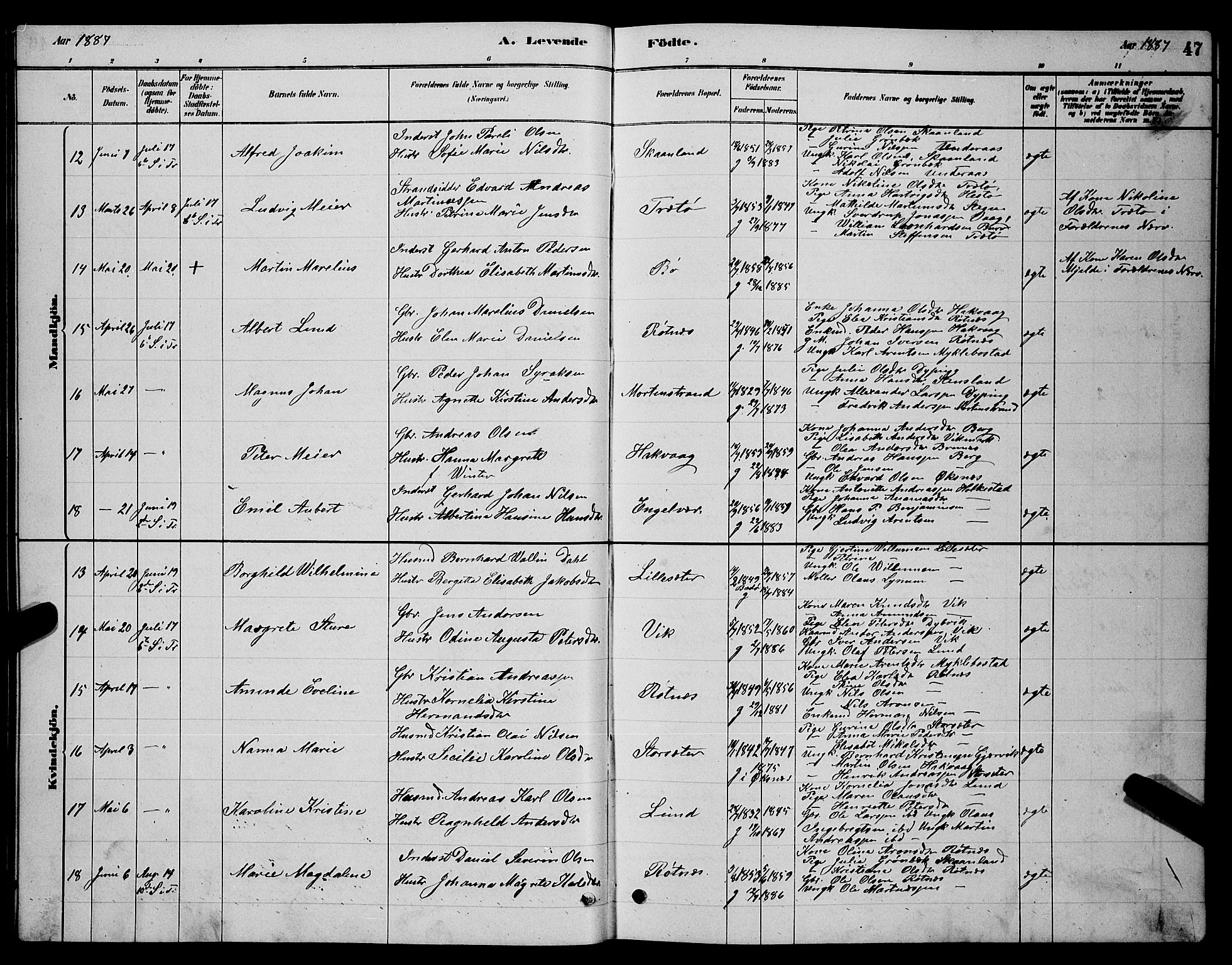 Ministerialprotokoller, klokkerbøker og fødselsregistre - Nordland, AV/SAT-A-1459/855/L0816: Parish register (copy) no. 855C05, 1879-1894, p. 47