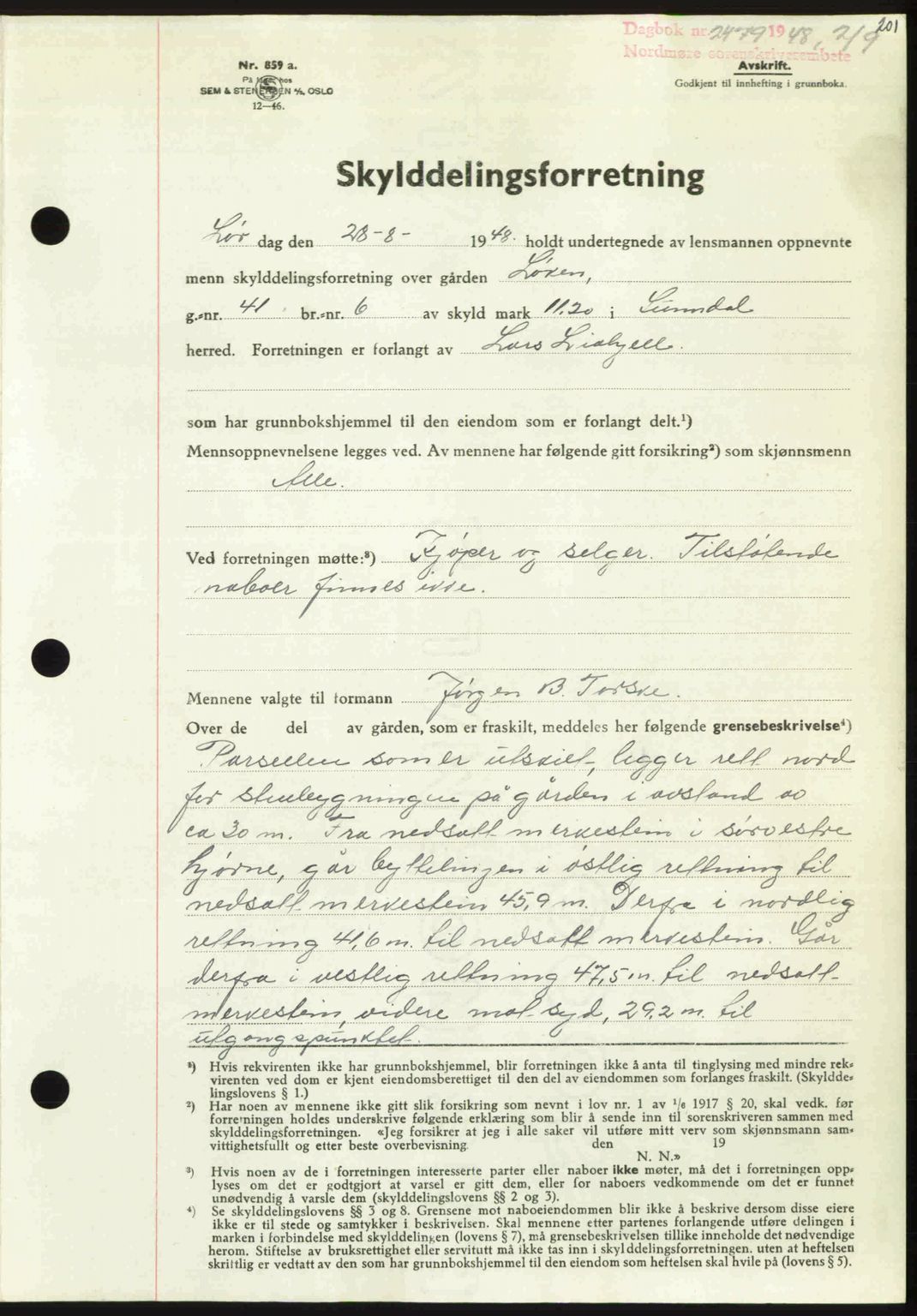 Nordmøre sorenskriveri, AV/SAT-A-4132/1/2/2Ca: Mortgage book no. A109, 1948-1948, Diary no: : 2479/1948