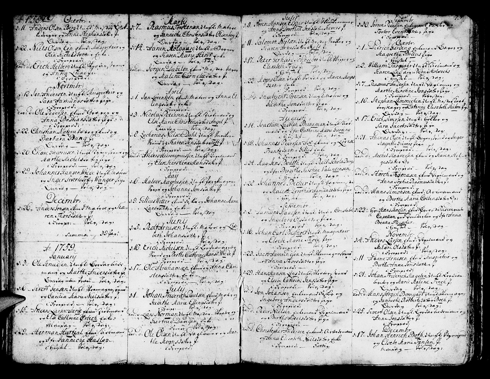 Domkirken sokneprestembete, AV/SAB-A-74801/H/Haa/L0007: Parish register (official) no. A 7, 1725-1826, p. 74-75