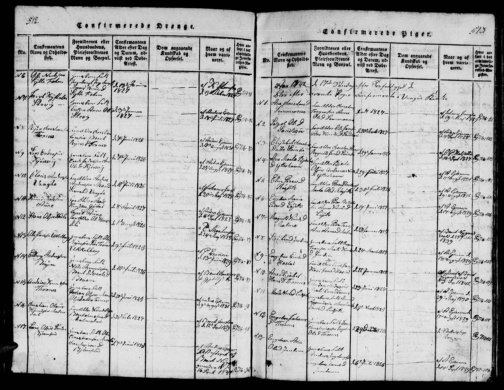 Ministerialprotokoller, klokkerbøker og fødselsregistre - Møre og Romsdal, SAT/A-1454/565/L0752: Parish register (copy) no. 565C01, 1817-1844, p. 512-513