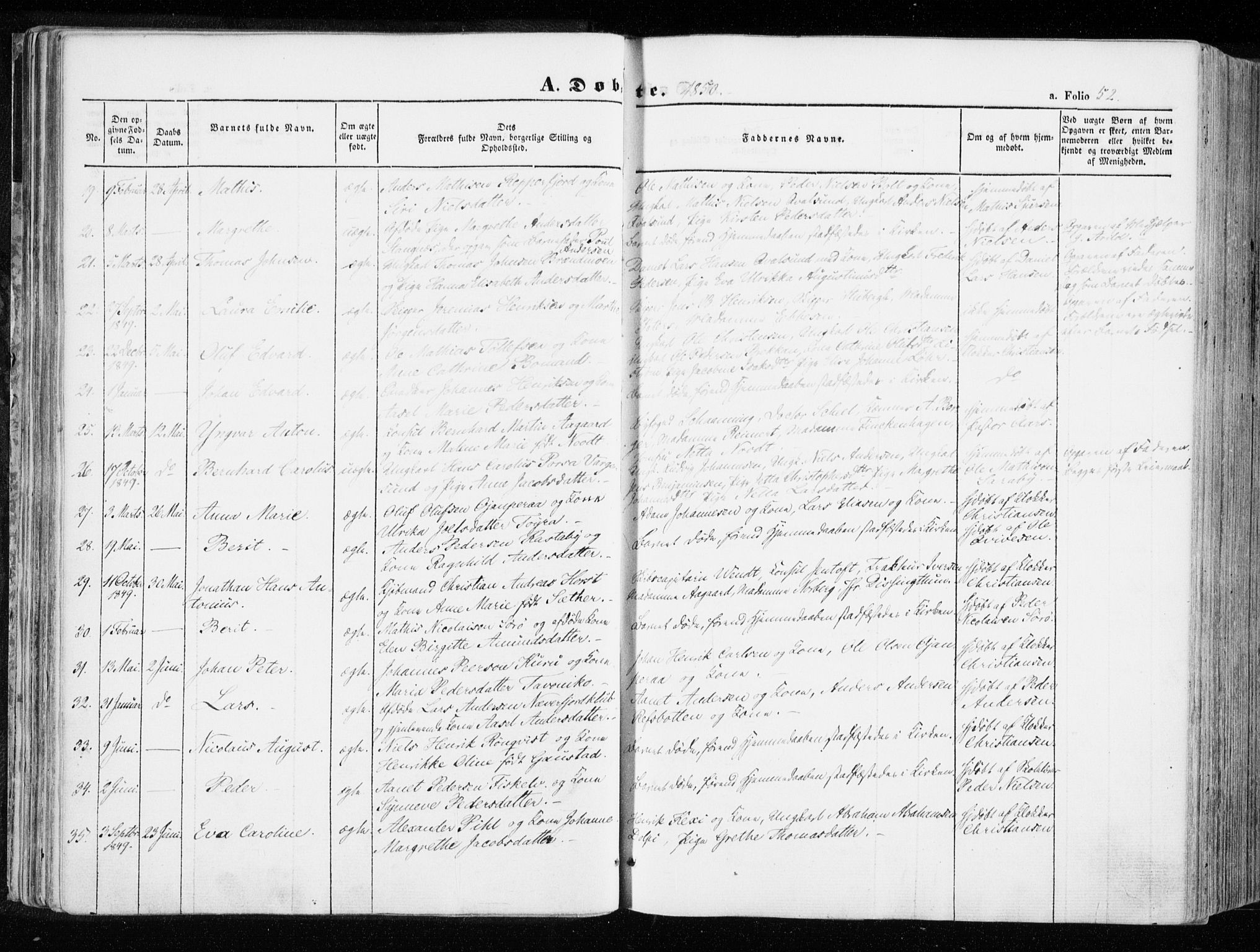 Hammerfest sokneprestkontor, SATØ/S-1347/H/Ha/L0004.kirke: Parish register (official) no. 4, 1843-1856, p. 52