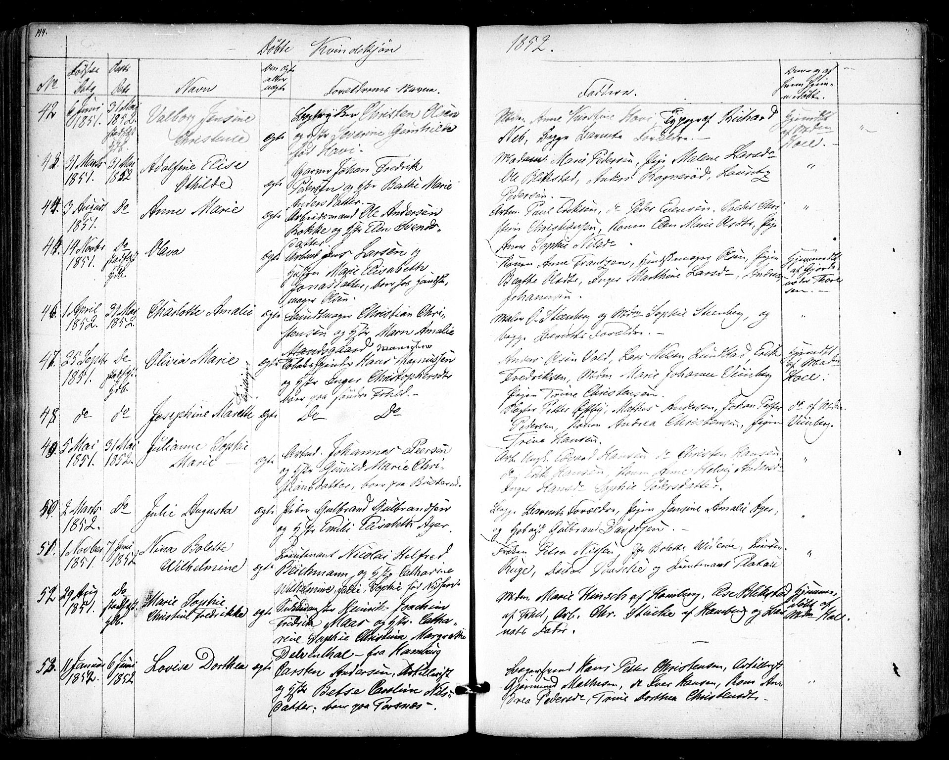 Halden prestekontor Kirkebøker, AV/SAO-A-10909/F/Fa/L0006: Parish register (official) no. I 6, 1845-1856, p. 144