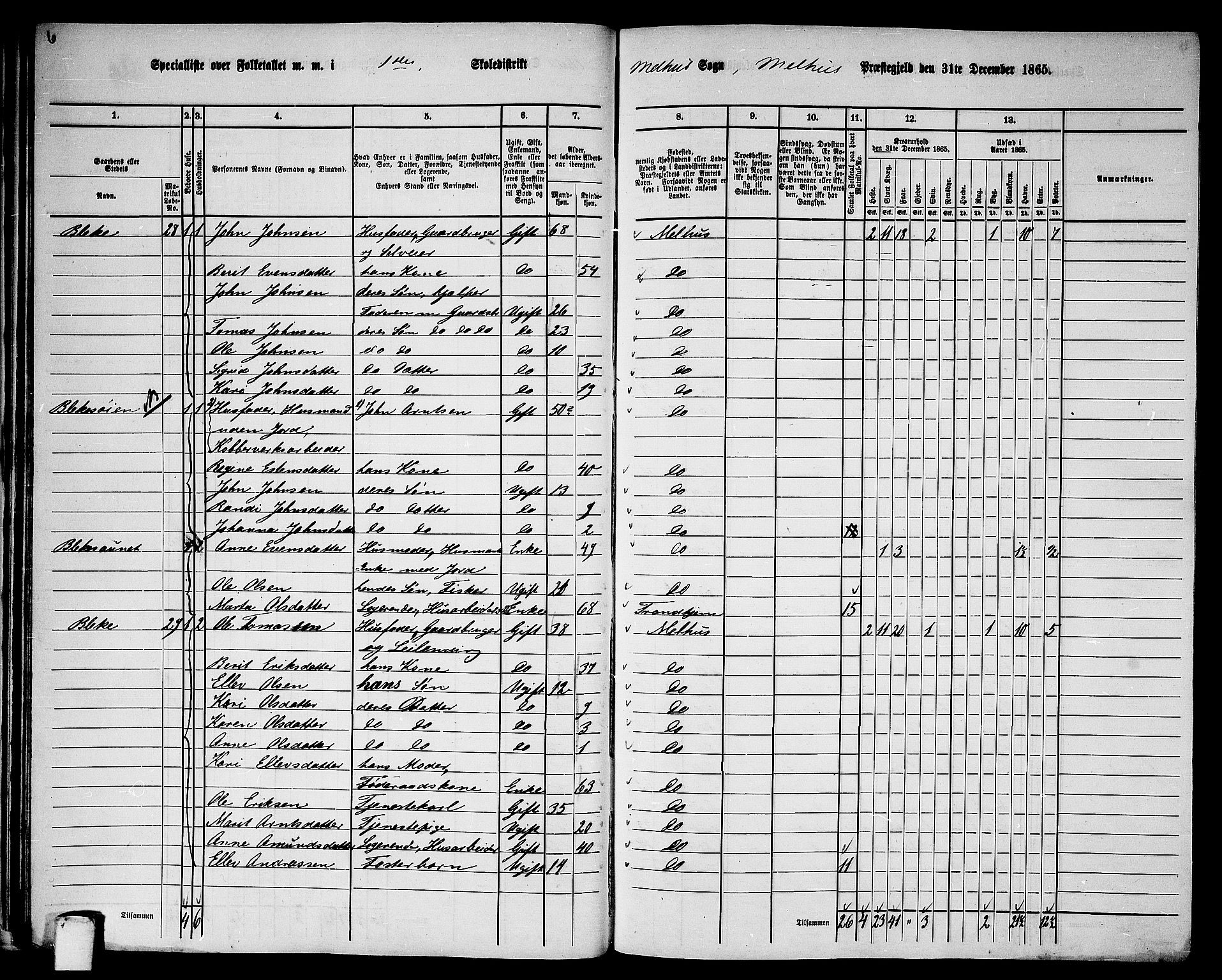 RA, 1865 census for Melhus, 1865, p. 32