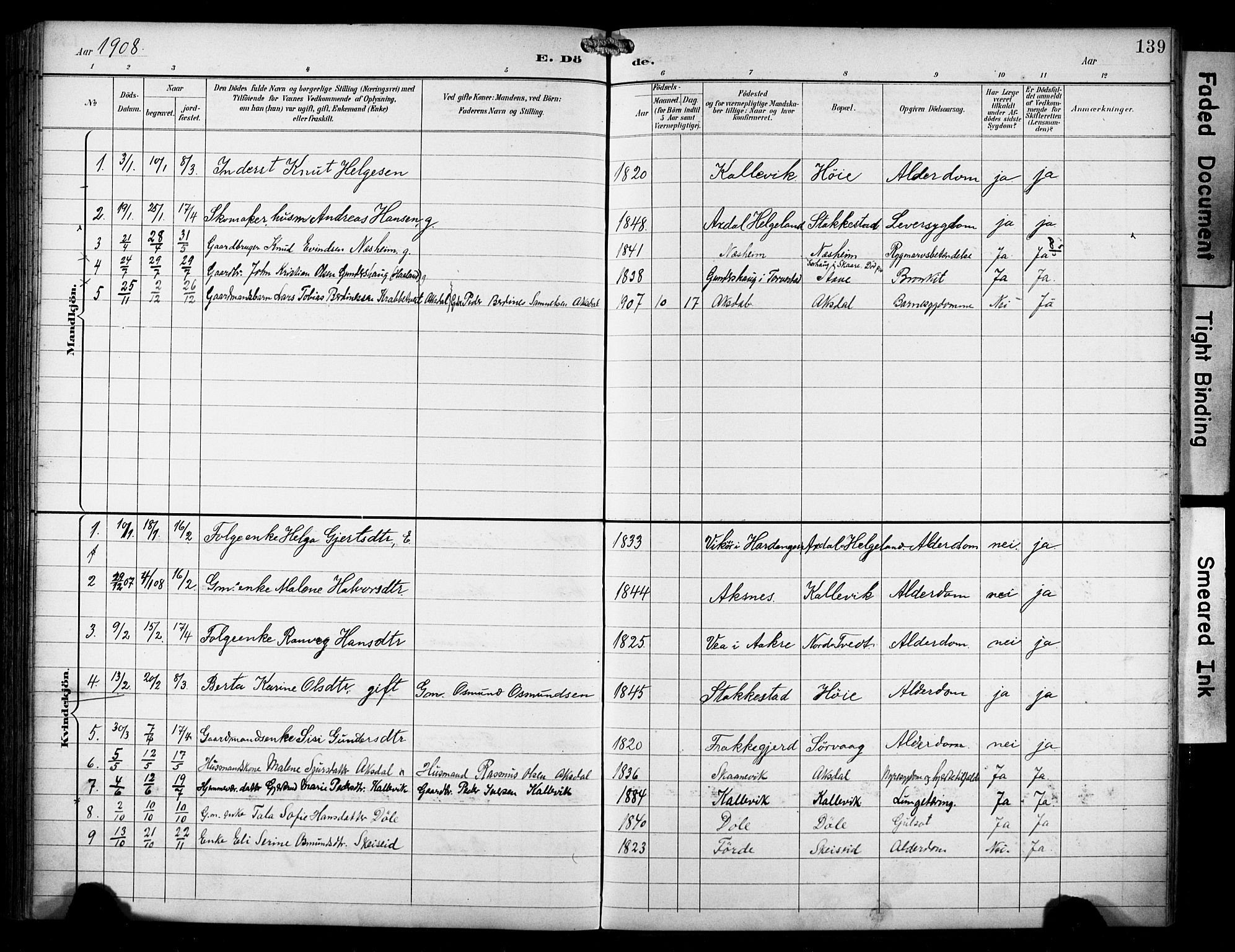 Avaldsnes sokneprestkontor, SAST/A -101851/H/Ha/Haa/L0016: Parish register (official) no. A 16, 1893-1918, p. 139