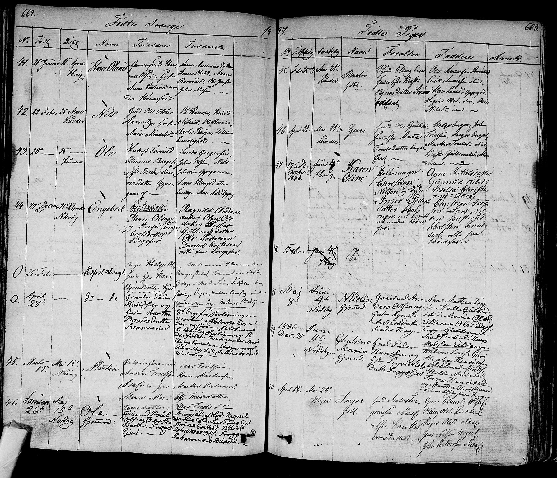 Norderhov kirkebøker, SAKO/A-237/F/Fa/L0009: Parish register (official) no. 9, 1819-1837, p. 662-663