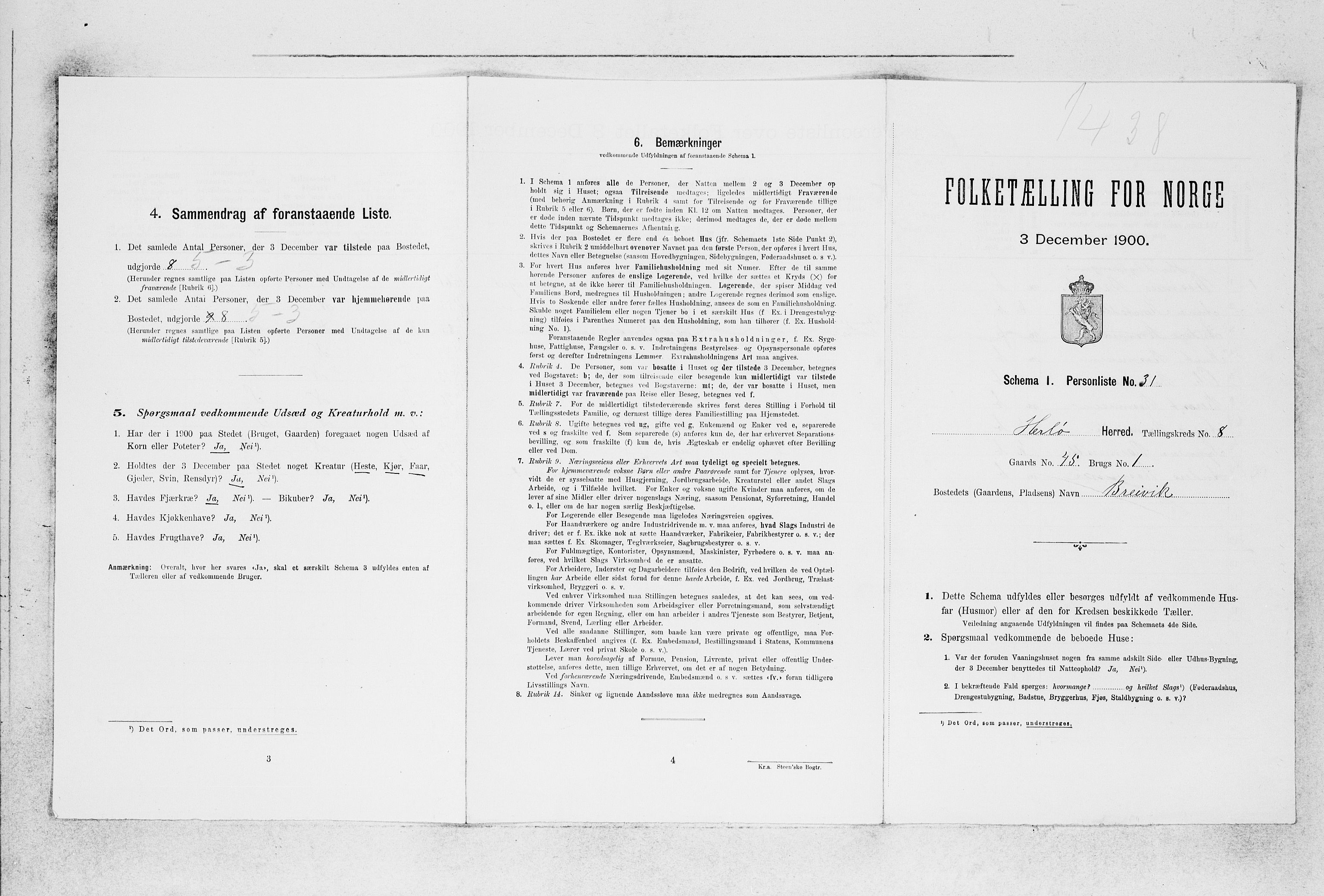 SAB, 1900 census for Herdla, 1900, p. 962