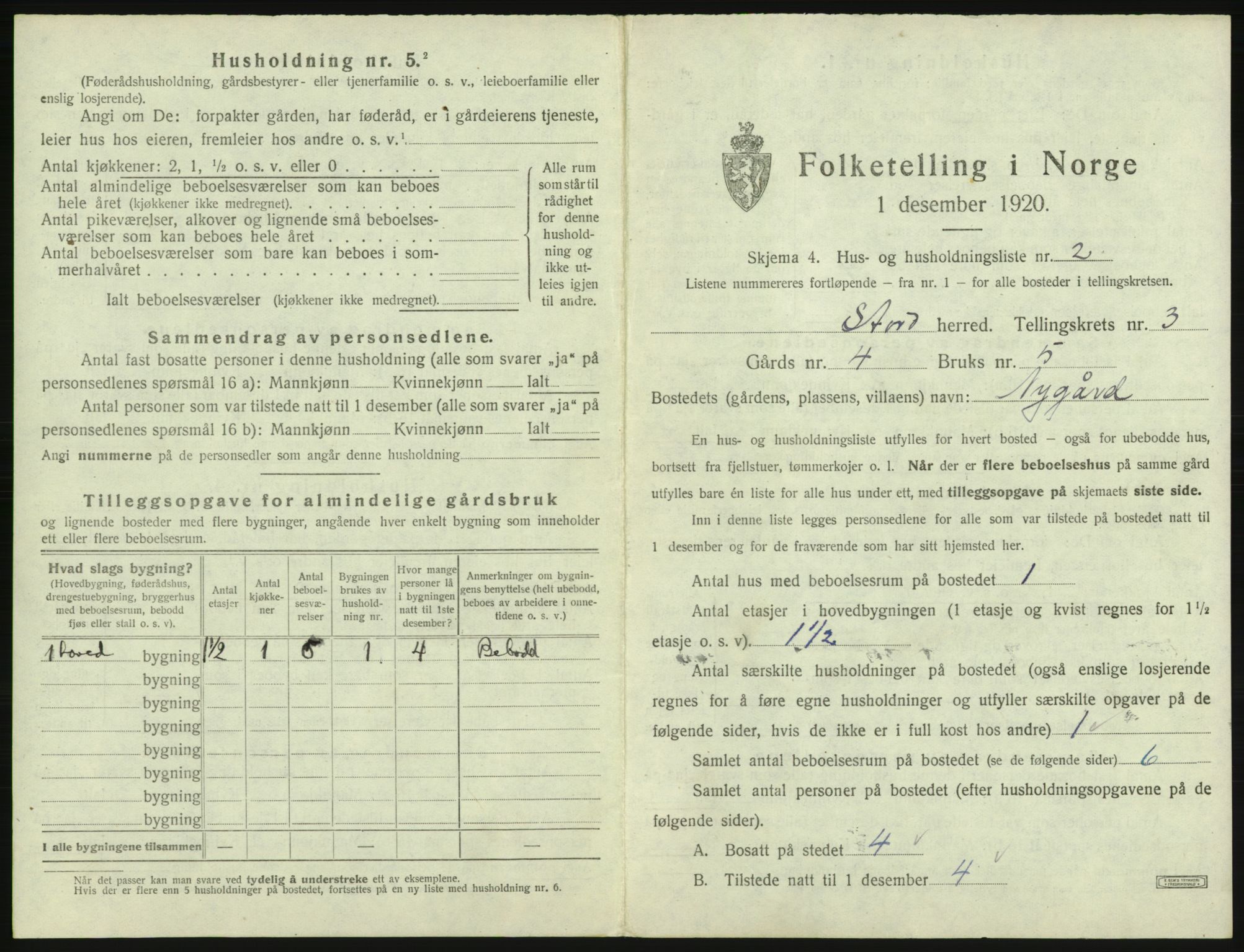 SAB, 1920 census for Stord, 1920, p. 129