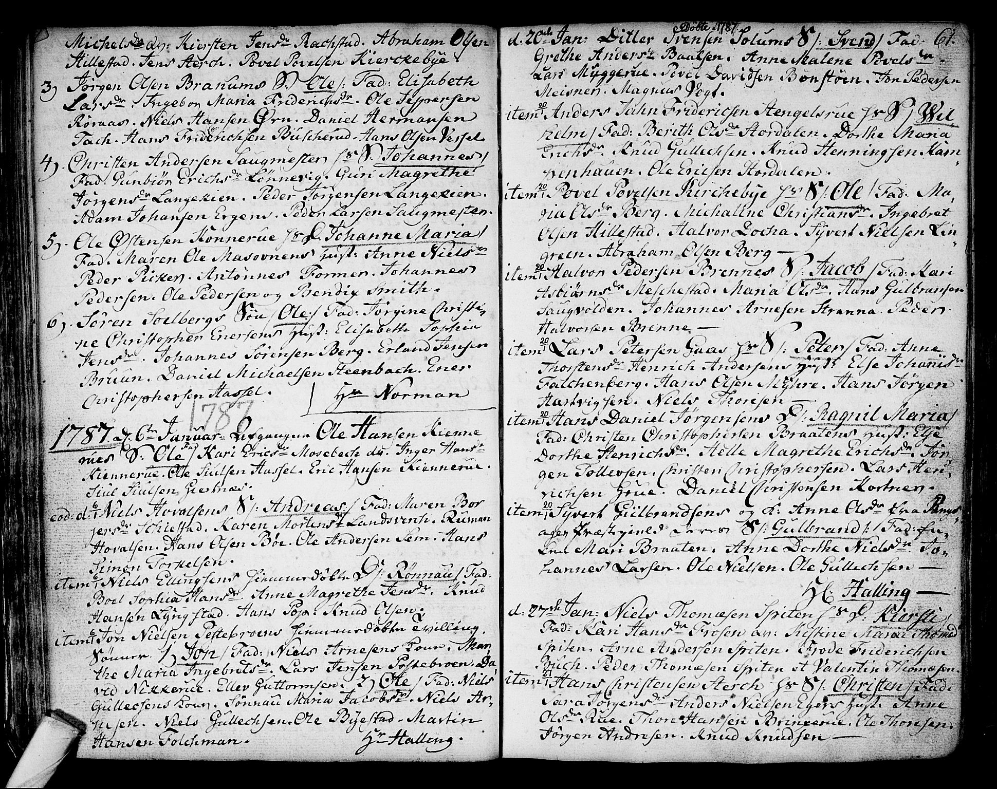 Kongsberg kirkebøker, SAKO/A-22/F/Fa/L0006: Parish register (official) no. I 6, 1783-1797, p. 61