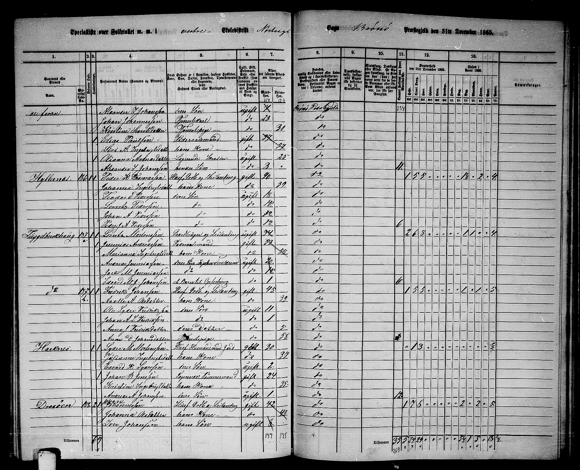 RA, 1865 census for Brønnøy, 1865, p. 180