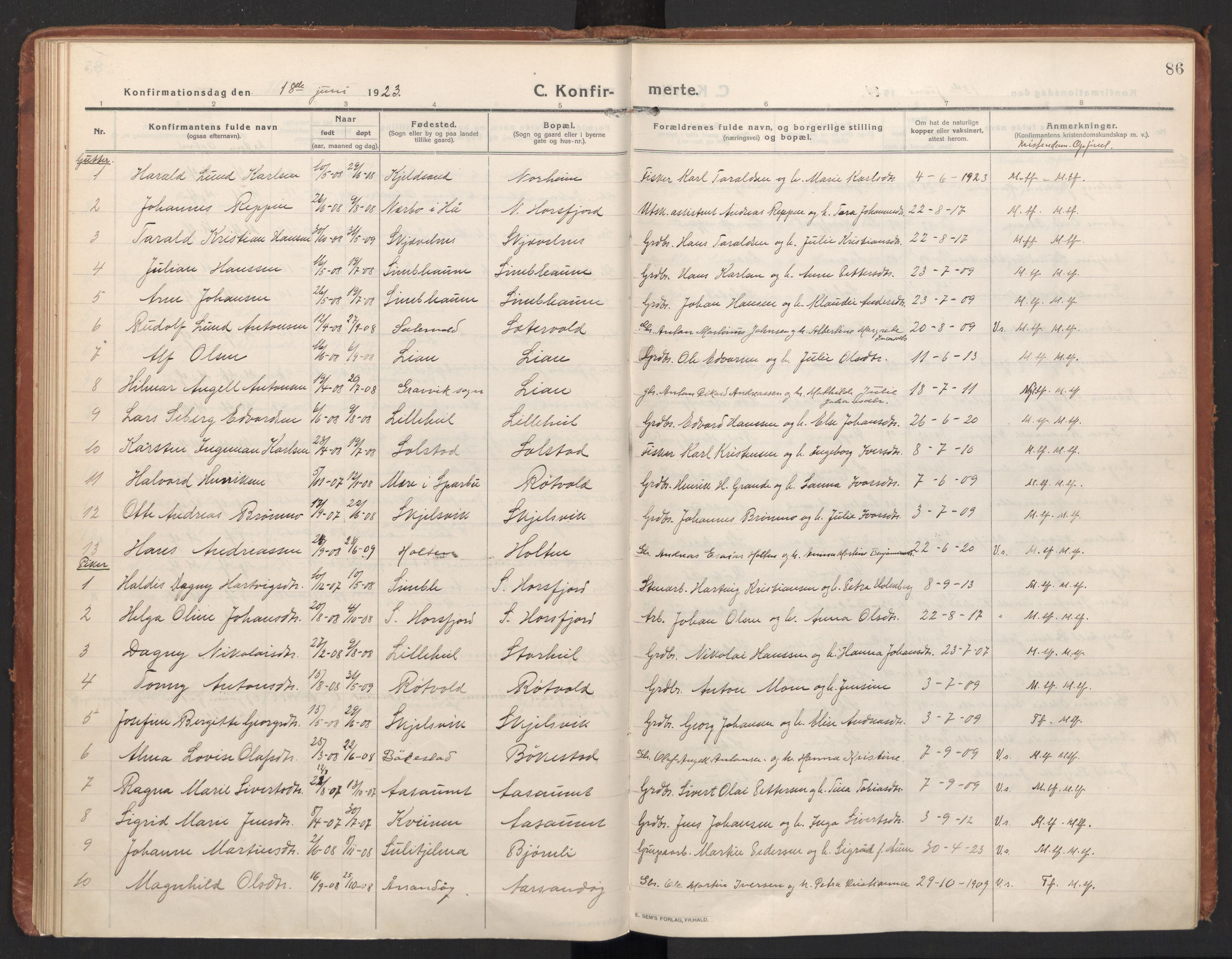 Ministerialprotokoller, klokkerbøker og fødselsregistre - Nordland, SAT/A-1459/811/L0168: Parish register (official) no. 811A05, 1914-1932, p. 86
