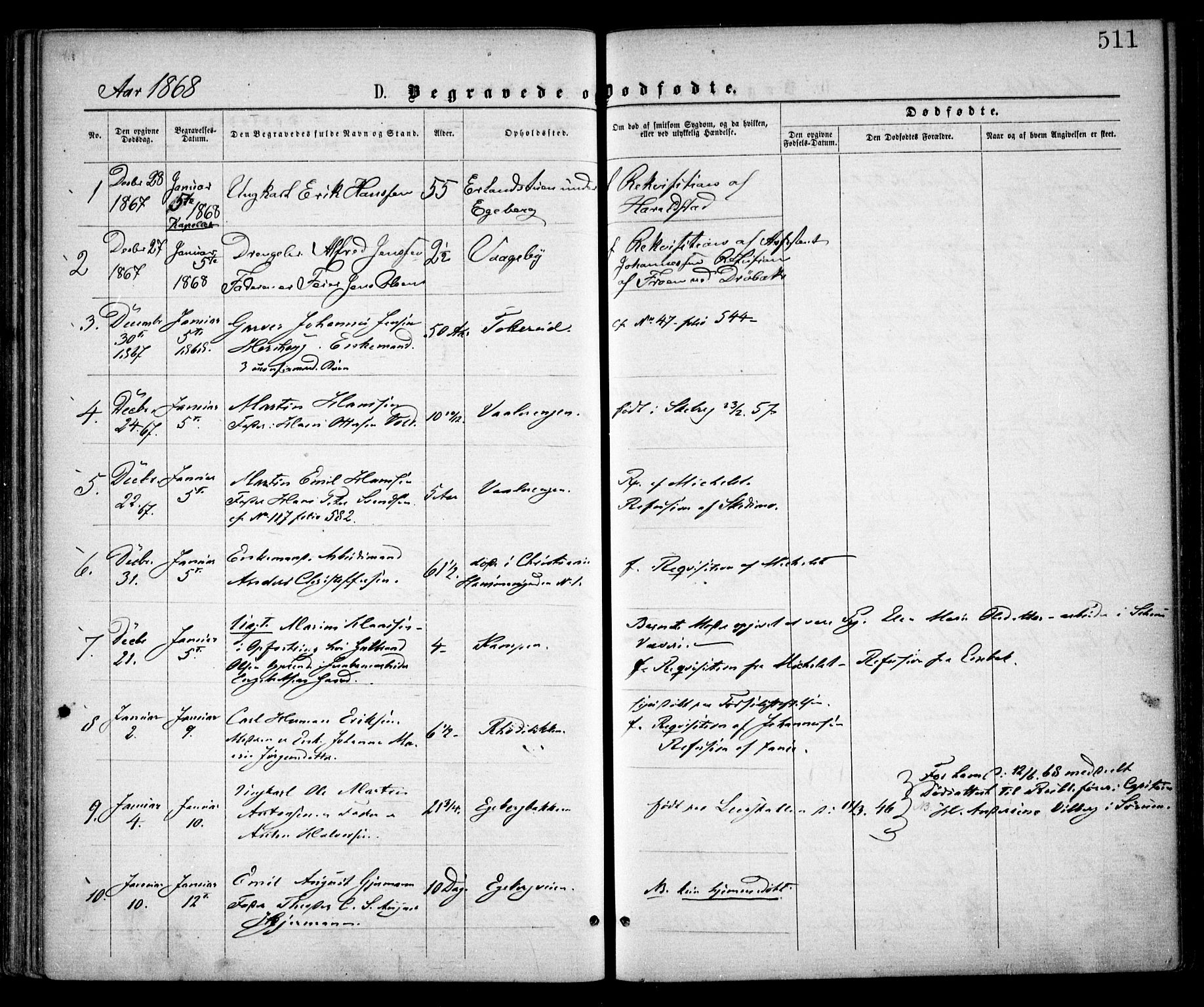 Østre Aker prestekontor Kirkebøker, SAO/A-10840/F/Fa/L0001: Parish register (official) no. I 1, 1861-1869, p. 511