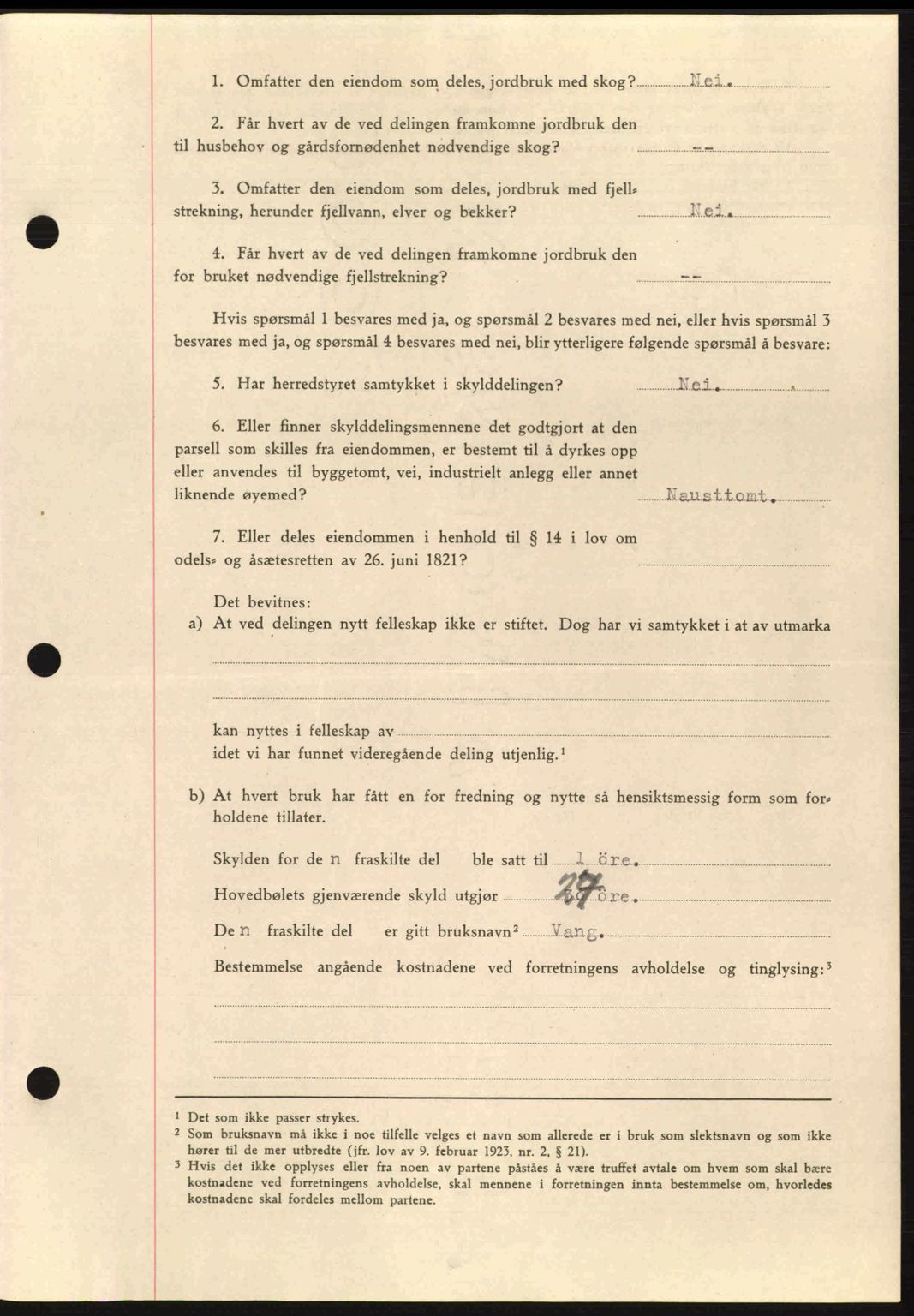 Fosen sorenskriveri, AV/SAT-A-1107/1/2/2C: Mortgage book no. A3, 1943-1945, Diary no: : 93/1945