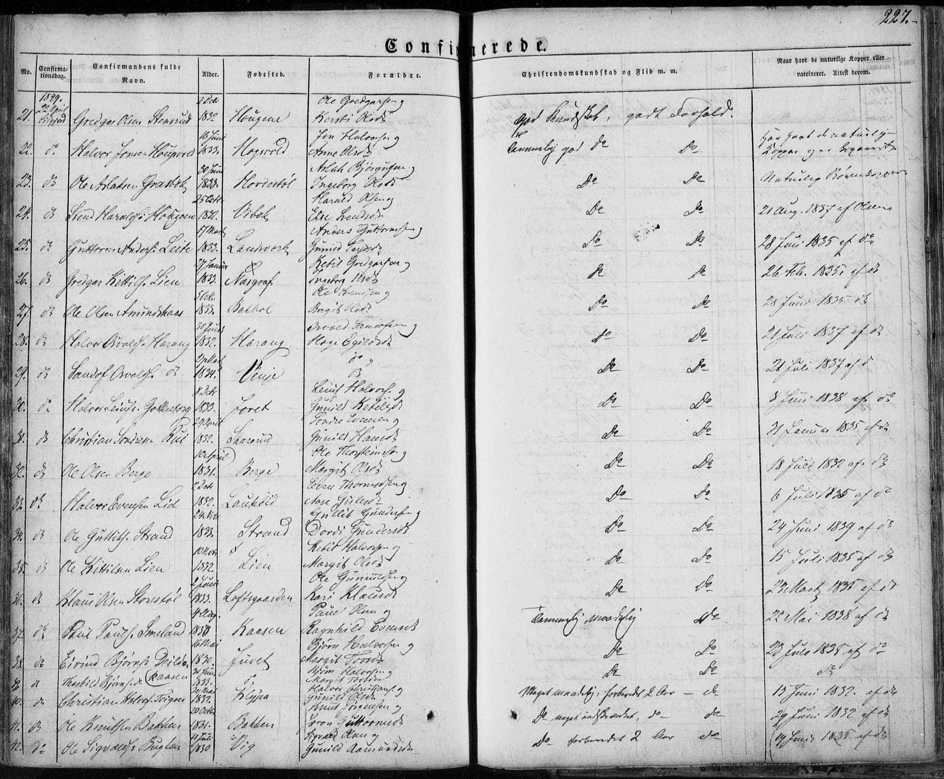 Seljord kirkebøker, SAKO/A-20/F/Fa/L0011: Parish register (official) no. I 11, 1831-1849, p. 227