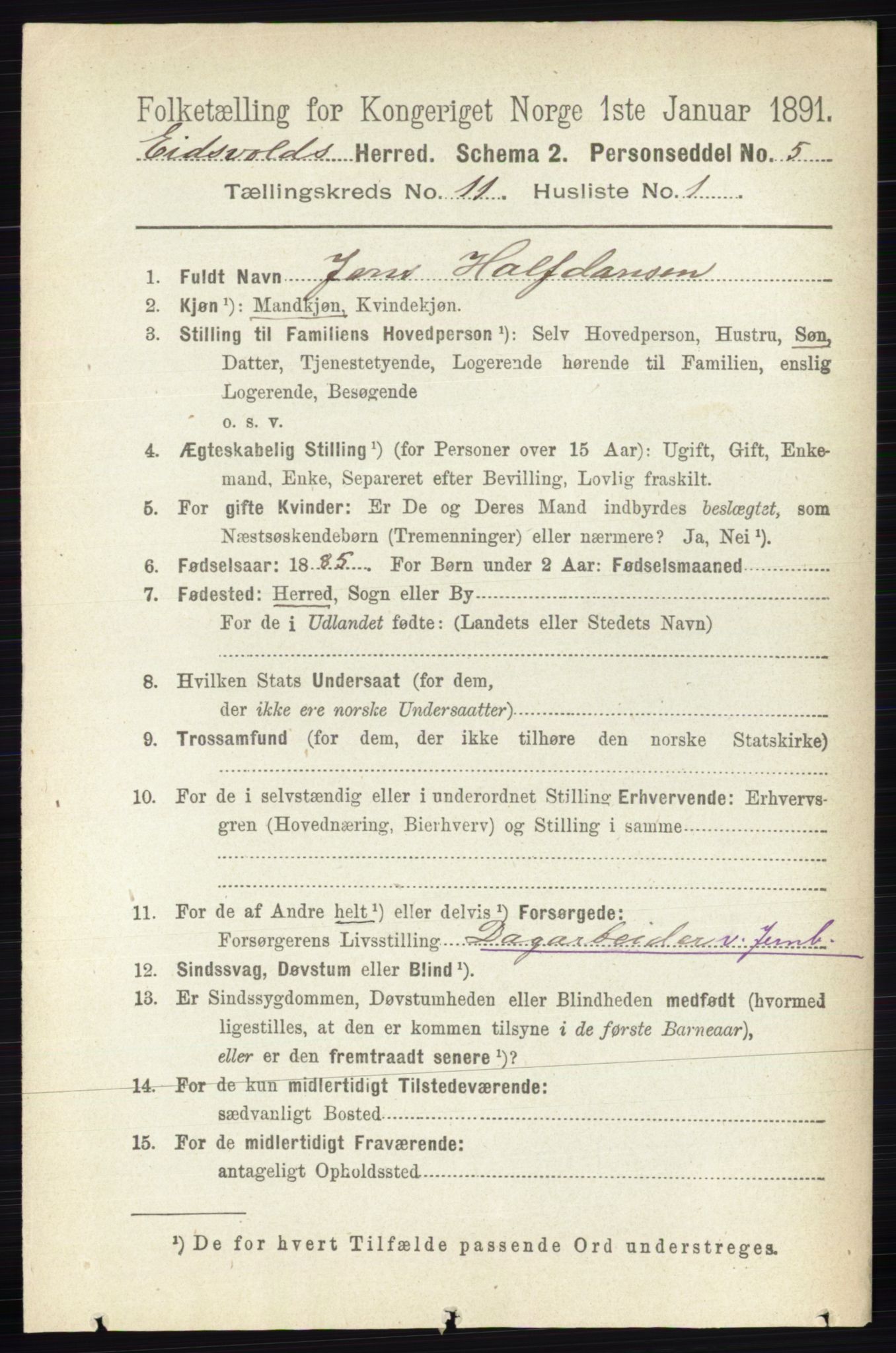 RA, 1891 census for 0237 Eidsvoll, 1891, p. 7688