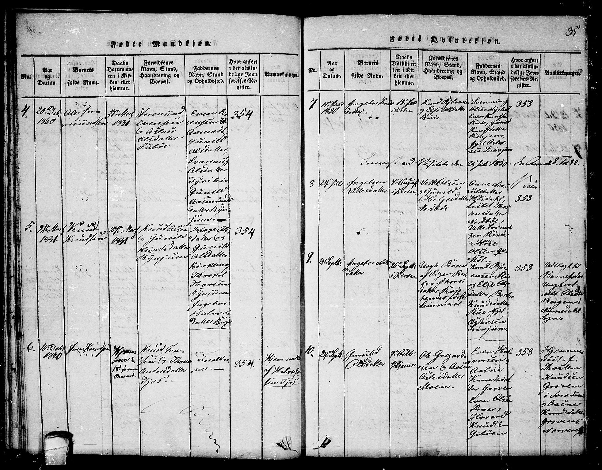 Seljord kirkebøker, SAKO/A-20/F/Fc/L0001: Parish register (official) no. III 1, 1815-1831, p. 35