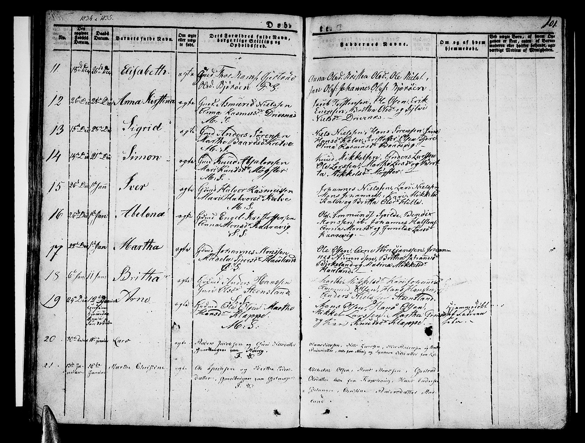 Sund sokneprestembete, AV/SAB-A-99930: Parish register (official) no. A 12, 1825-1835, p. 101