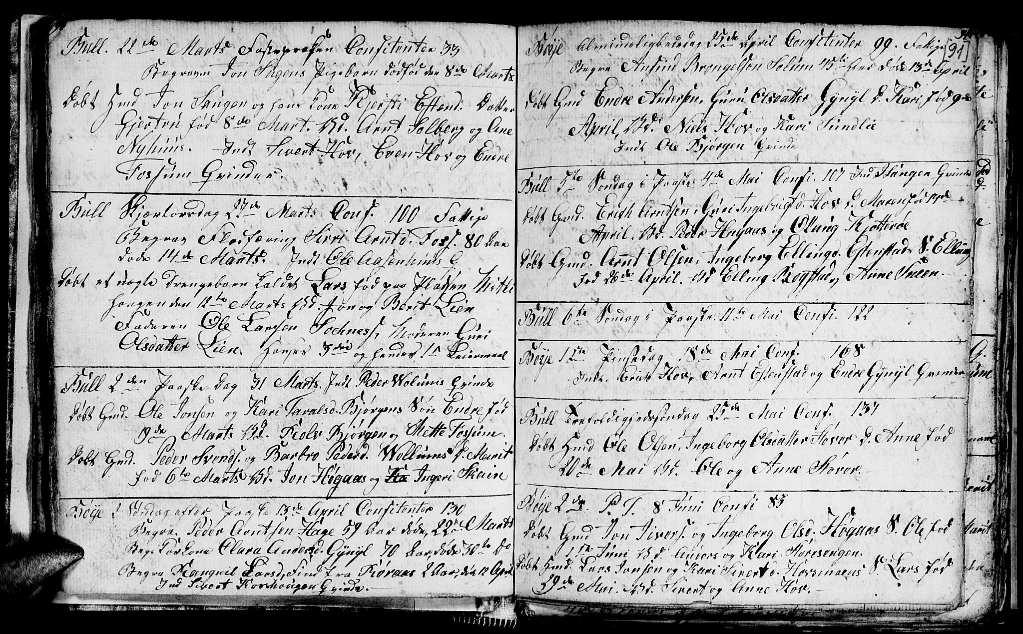 Ministerialprotokoller, klokkerbøker og fødselsregistre - Sør-Trøndelag, AV/SAT-A-1456/689/L1042: Parish register (copy) no. 689C01, 1812-1841, p. 90-91