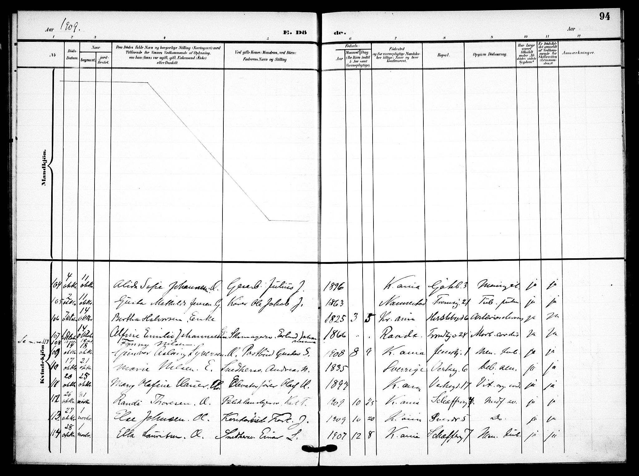 Petrus prestekontor Kirkebøker, AV/SAO-A-10872/F/Fa/L0010: Parish register (official) no. 10, 1904-1916, p. 94