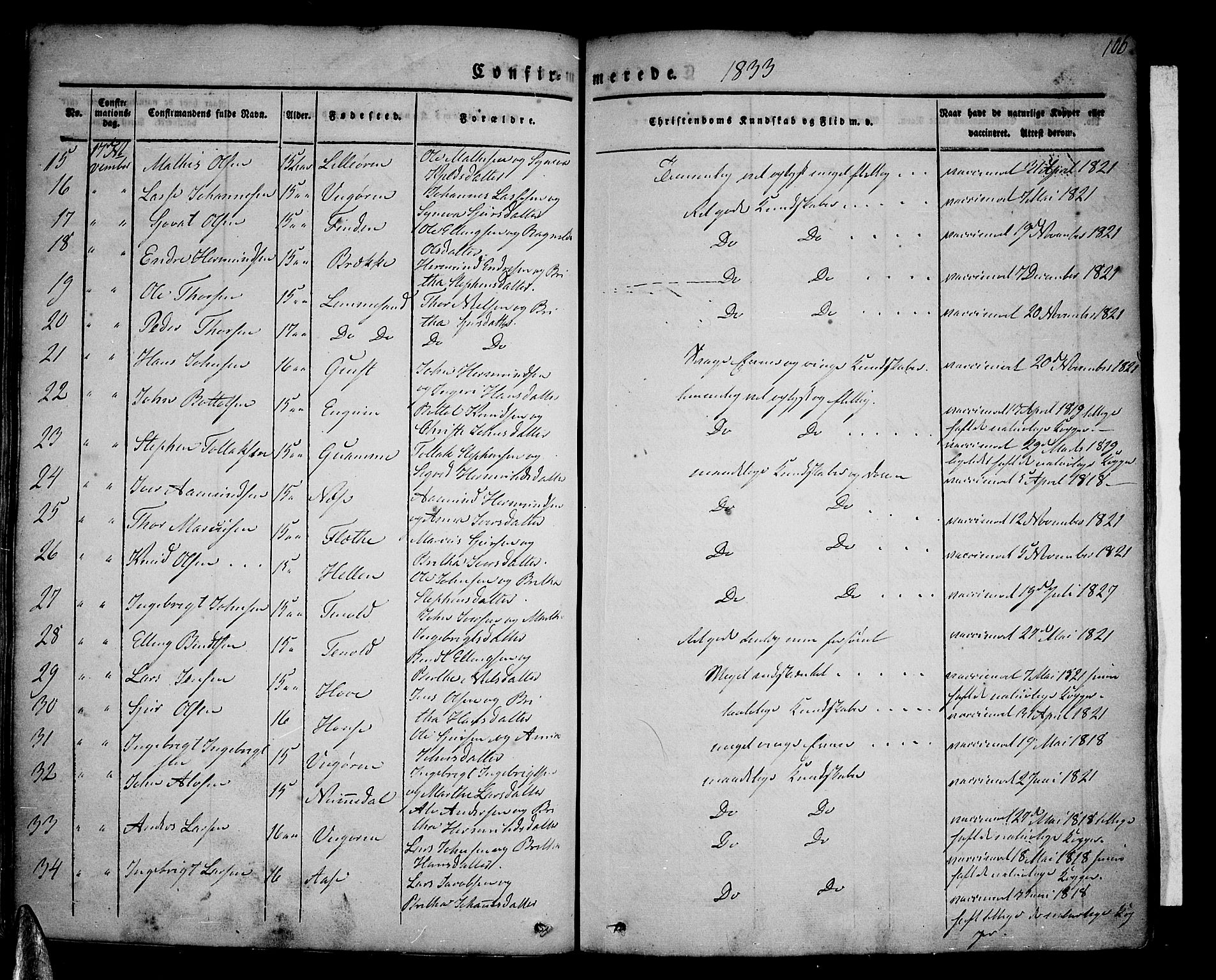 Vik sokneprestembete, SAB/A-81501: Parish register (official) no. A 7, 1831-1845, p. 106