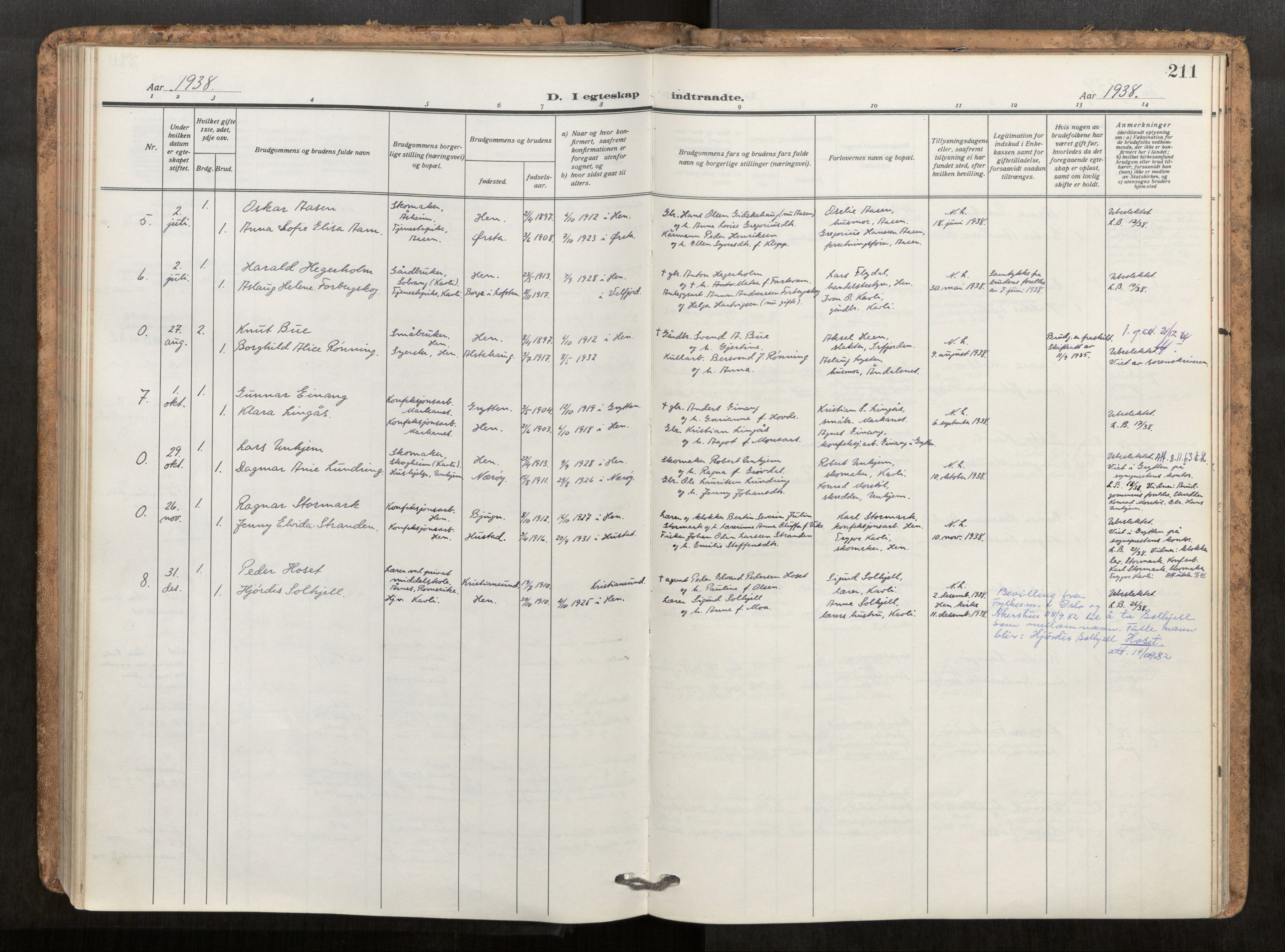 Ministerialprotokoller, klokkerbøker og fødselsregistre - Møre og Romsdal, SAT/A-1454/545/L0596: Parish register (official) no. 545A04, 1921-1956, p. 211