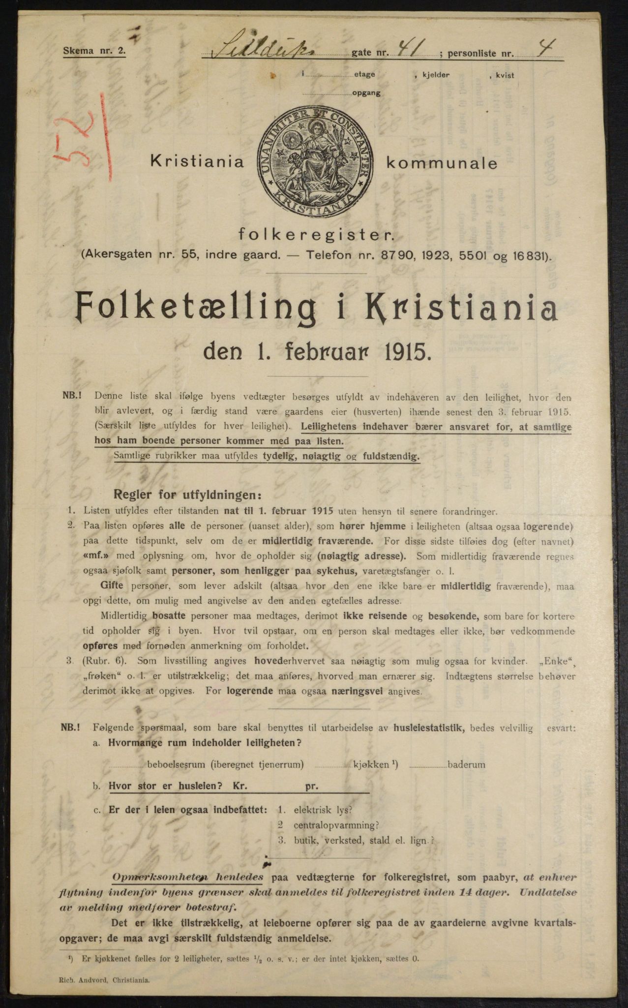 OBA, Municipal Census 1915 for Kristiania, 1915, p. 94391