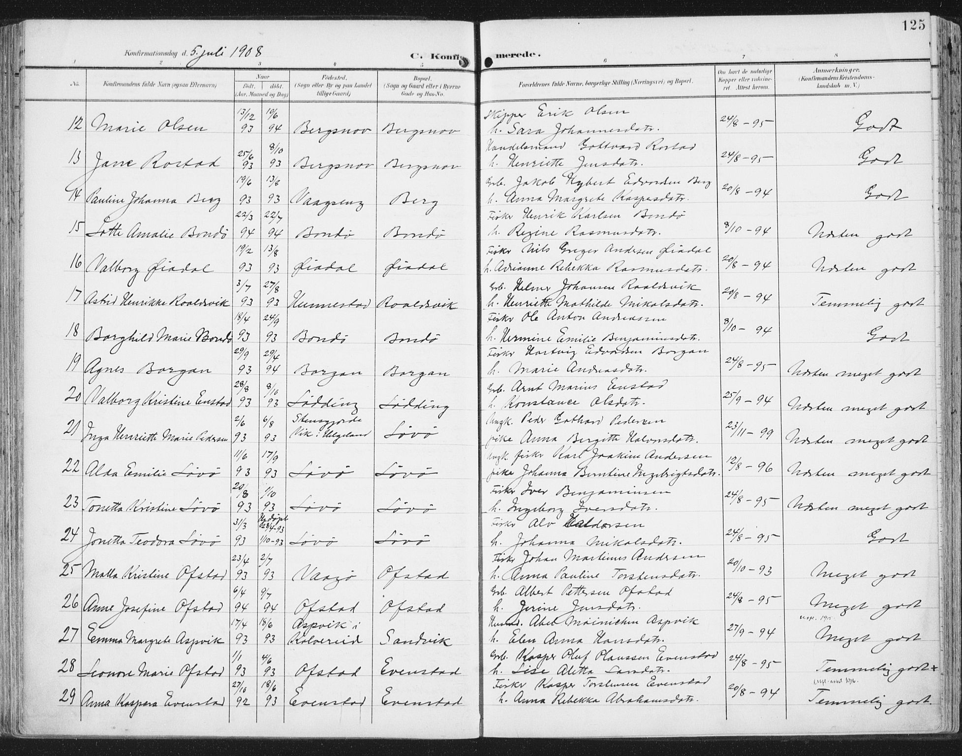 Ministerialprotokoller, klokkerbøker og fødselsregistre - Nord-Trøndelag, AV/SAT-A-1458/786/L0688: Parish register (official) no. 786A04, 1899-1912, p. 125