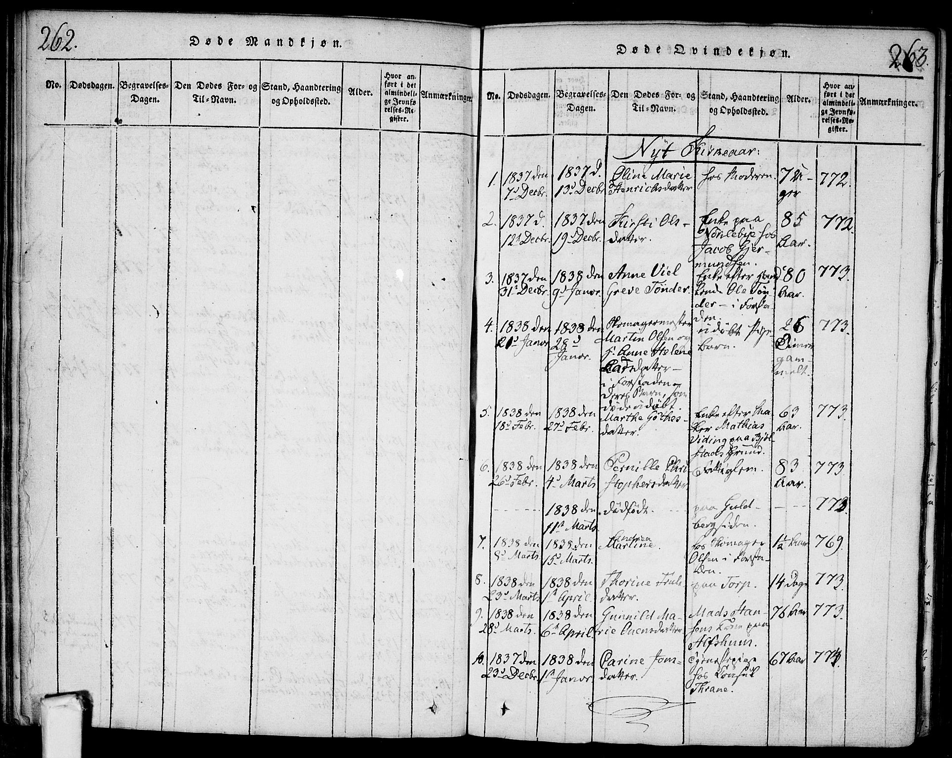 Glemmen prestekontor Kirkebøker, AV/SAO-A-10908/F/Fa/L0004: Parish register (official) no. 4, 1816-1838, p. 262-263