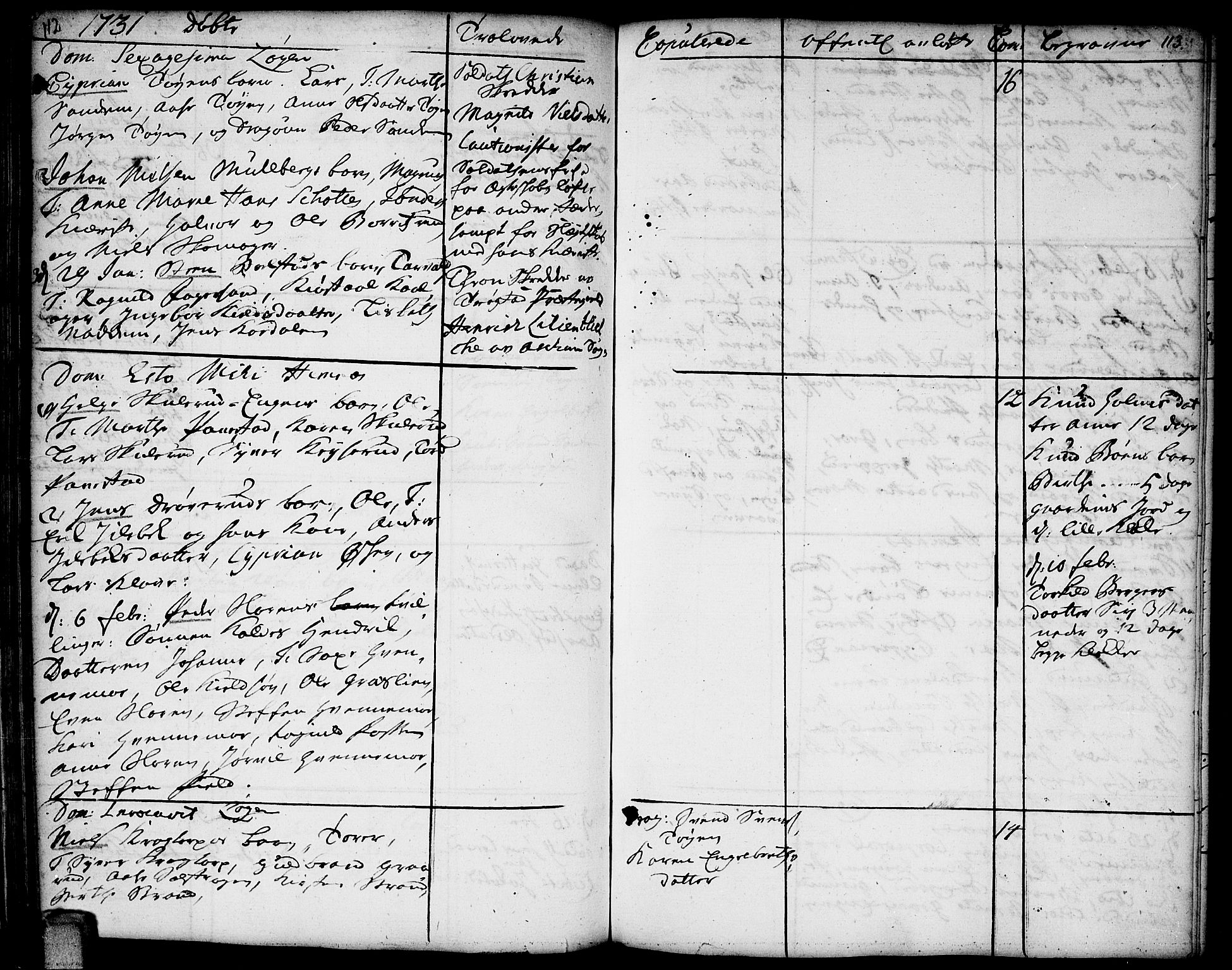 Høland prestekontor Kirkebøker, AV/SAO-A-10346a/F/Fa/L0002: Parish register (official) no. I 2, 1728-1738, p. 112-113