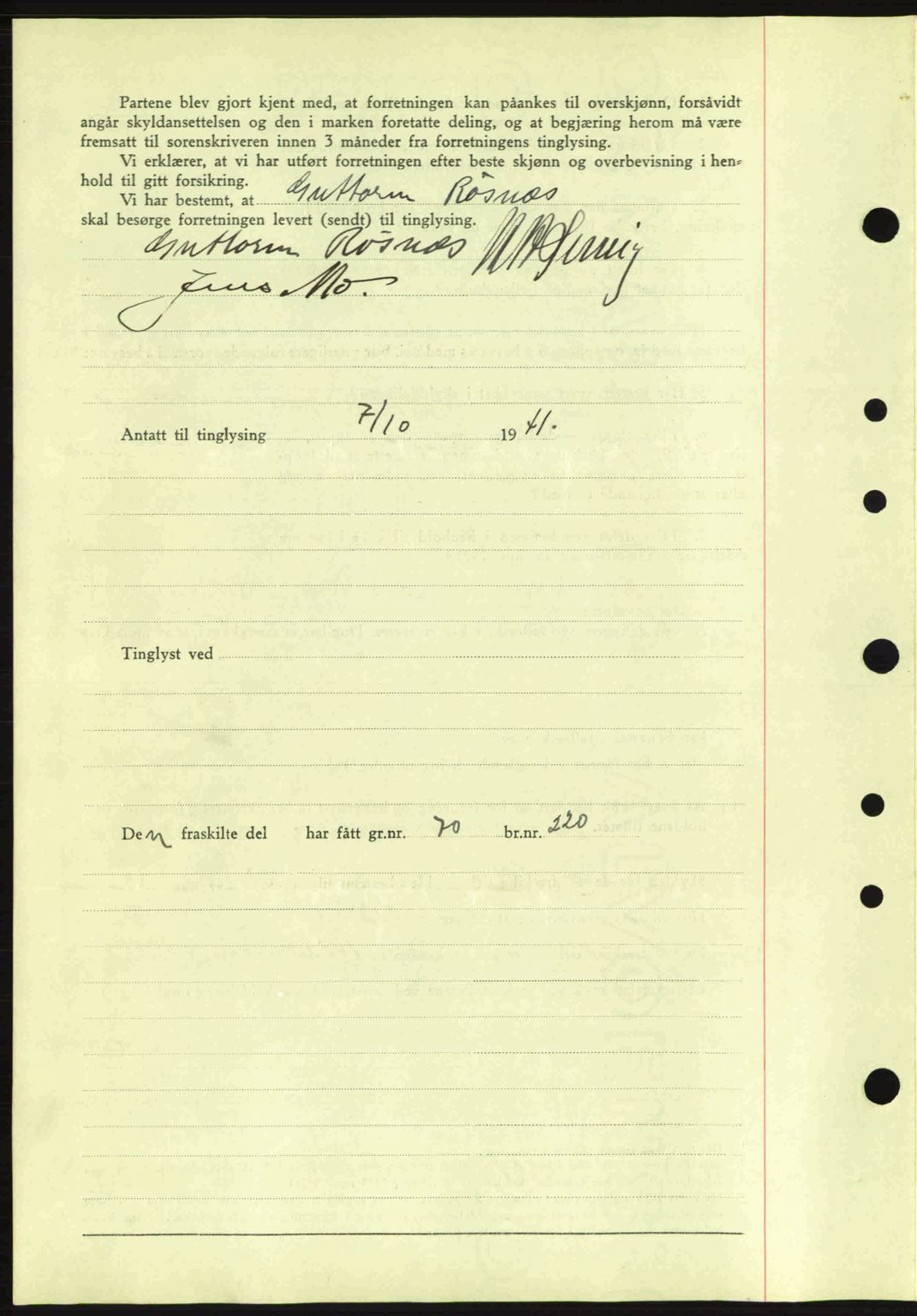 Idd og Marker sorenskriveri, AV/SAO-A-10283/G/Gb/Gbb/L0004: Mortgage book no. A4, 1940-1941, Diary no: : 1049/1941