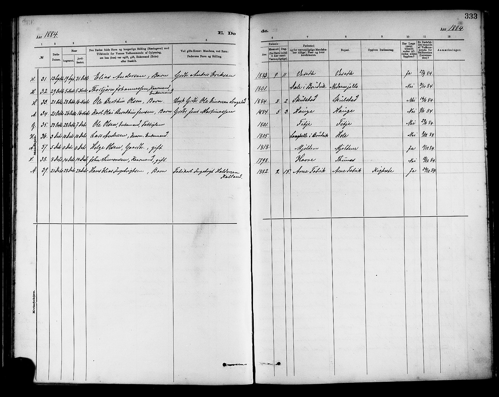 Haus sokneprestembete, SAB/A-75601/H/Haa: Parish register (official) no. A 19II, 1878-1886, p. 333