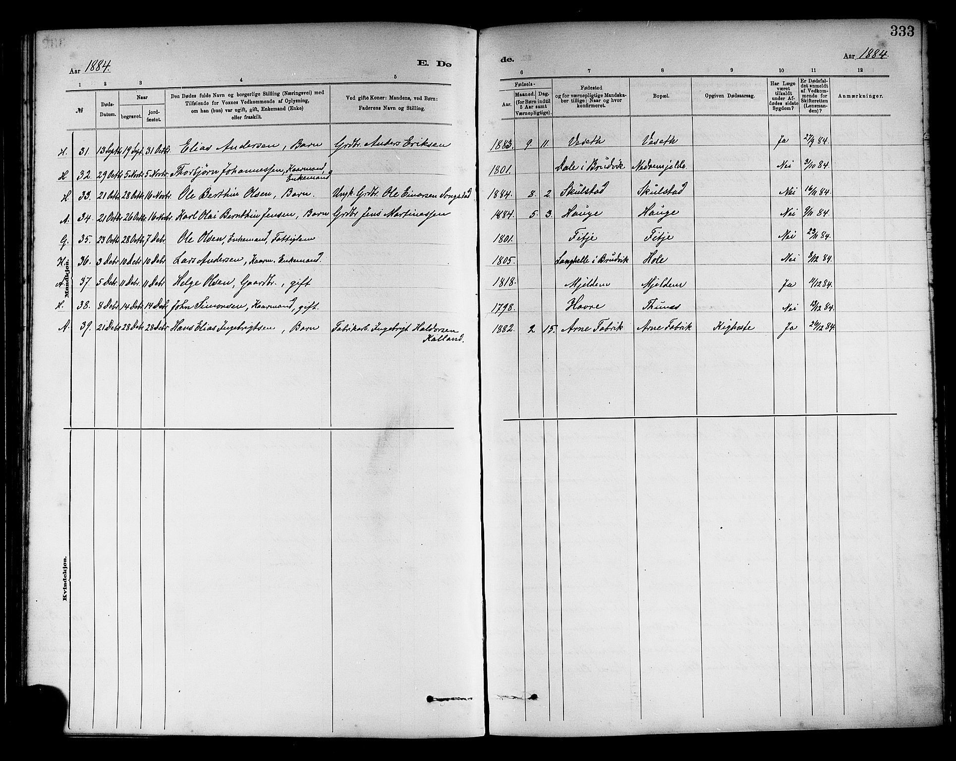 Haus sokneprestembete, AV/SAB-A-75601/H/Haa: Parish register (official) no. A 19II, 1878-1886, p. 333