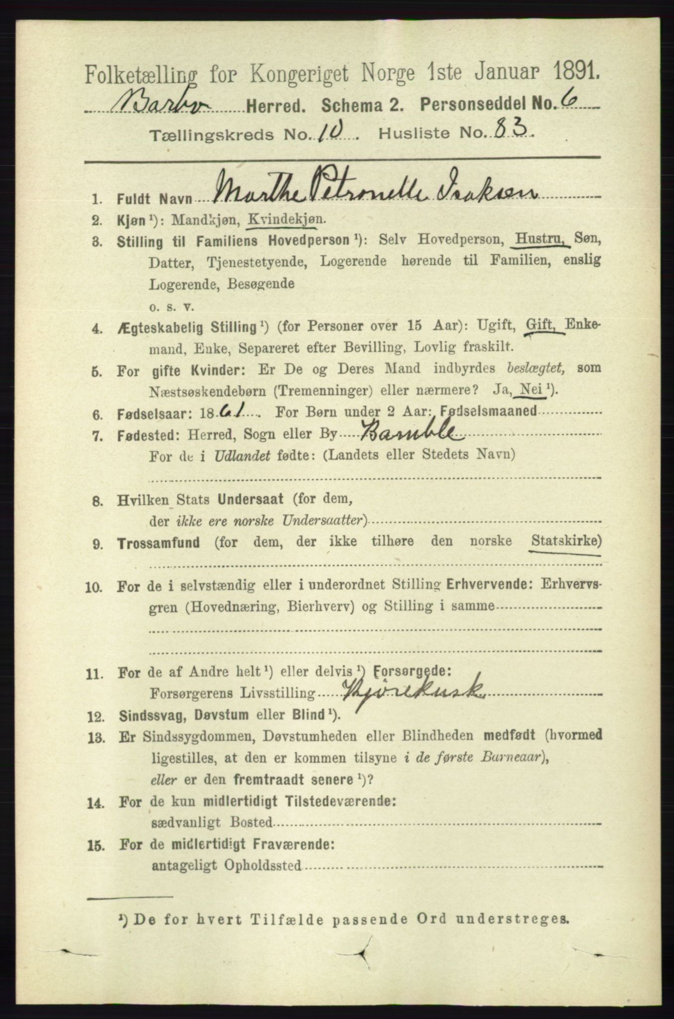 RA, 1891 census for 0990 Barbu, 1891, p. 8298