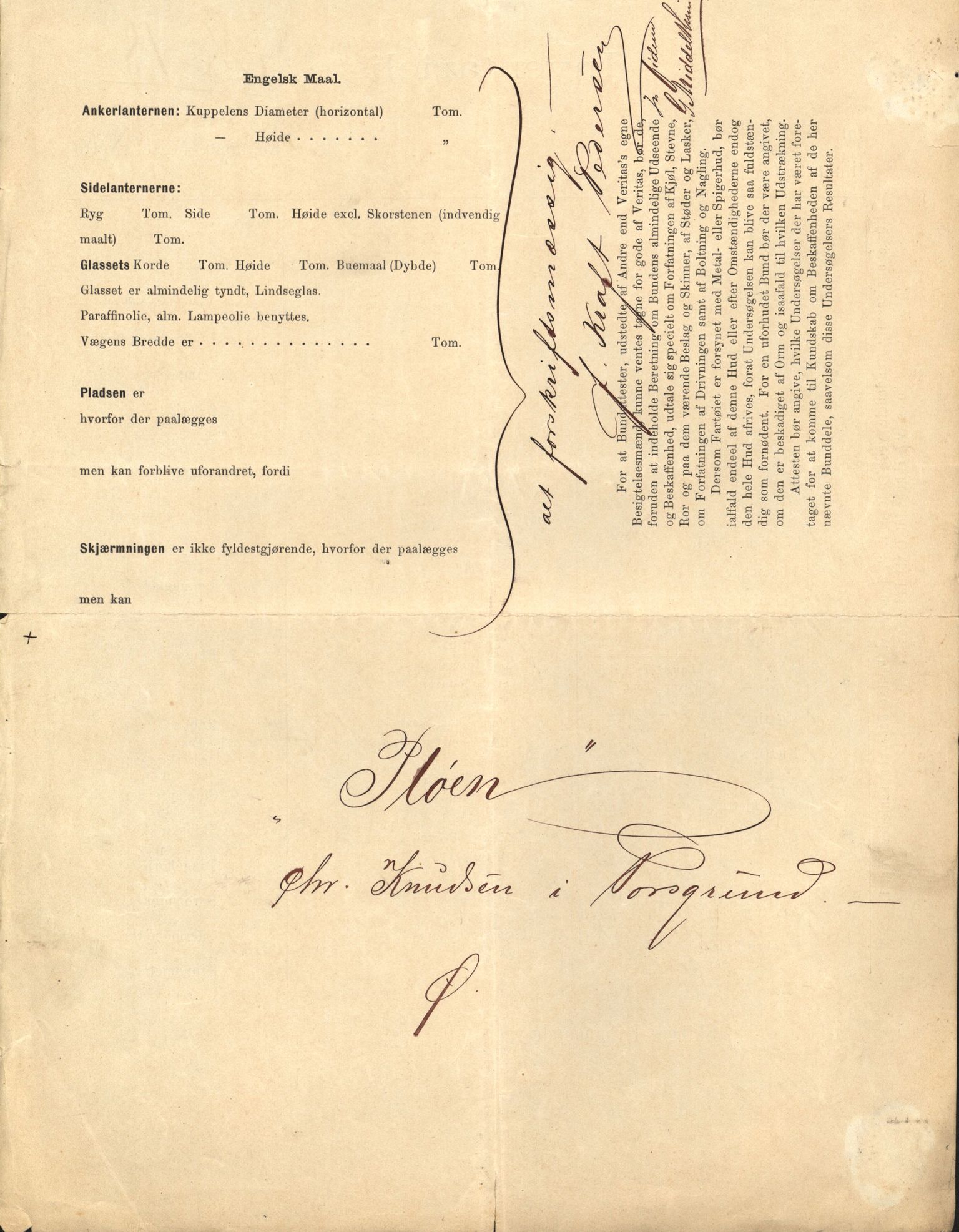 Pa 63 - Østlandske skibsassuranceforening, VEMU/A-1079/G/Ga/L0012/0003: Havaridokumenter / Pløen, 1880
