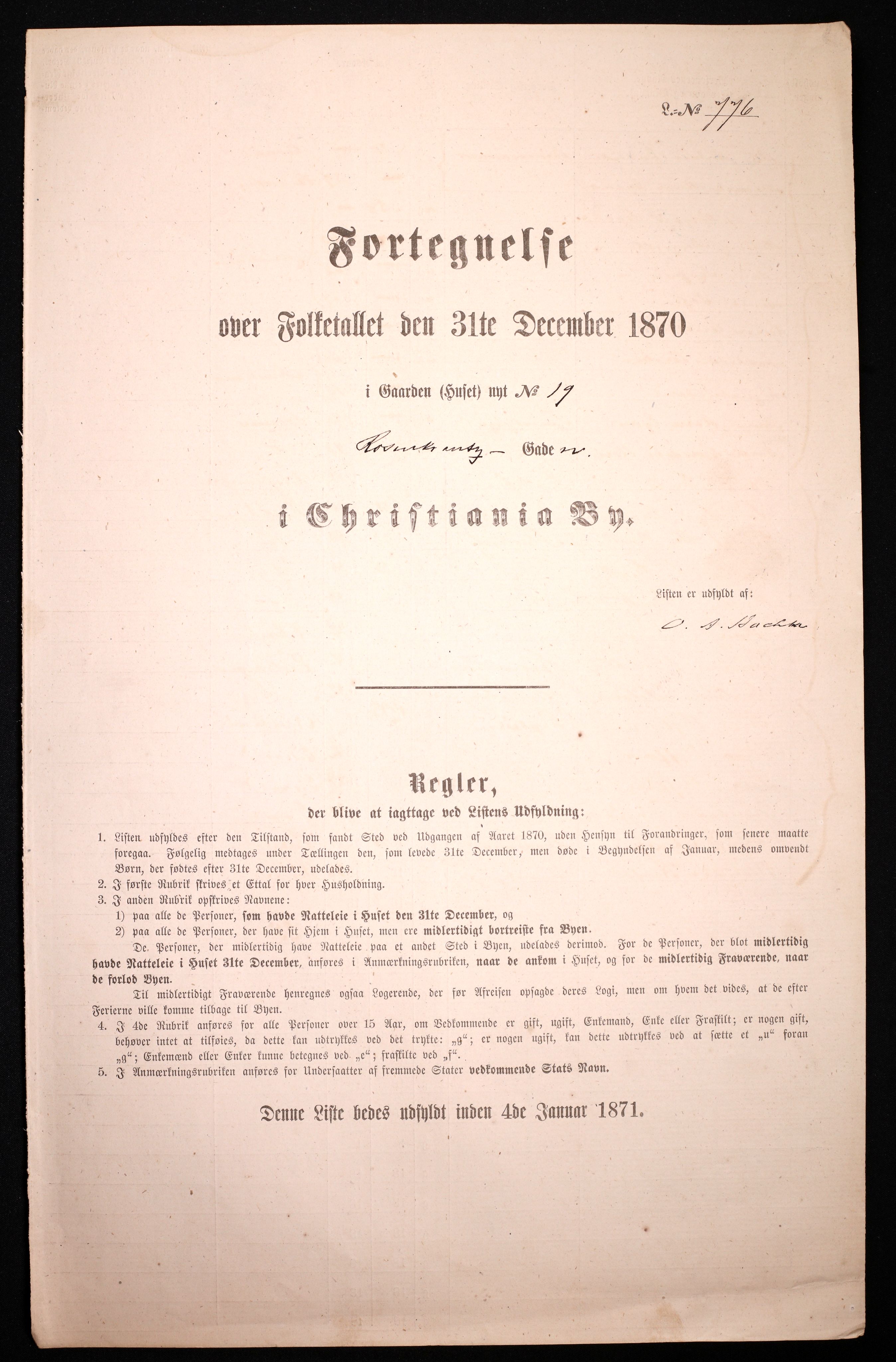 RA, 1870 census for 0301 Kristiania, 1870, p. 2909