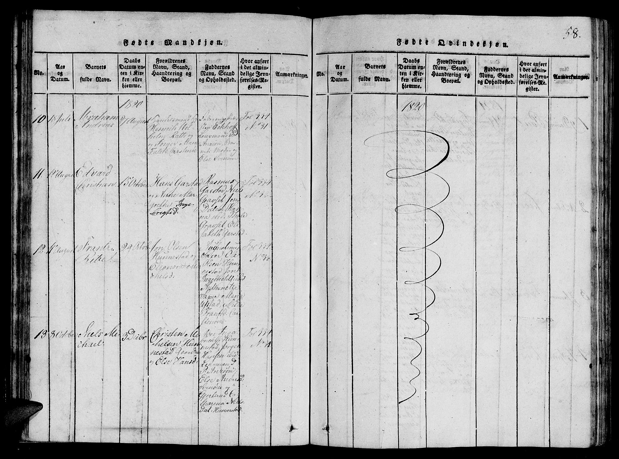 Ministerialprotokoller, klokkerbøker og fødselsregistre - Nord-Trøndelag, AV/SAT-A-1458/784/L0667: Parish register (official) no. 784A03 /2, 1818-1829, p. 58