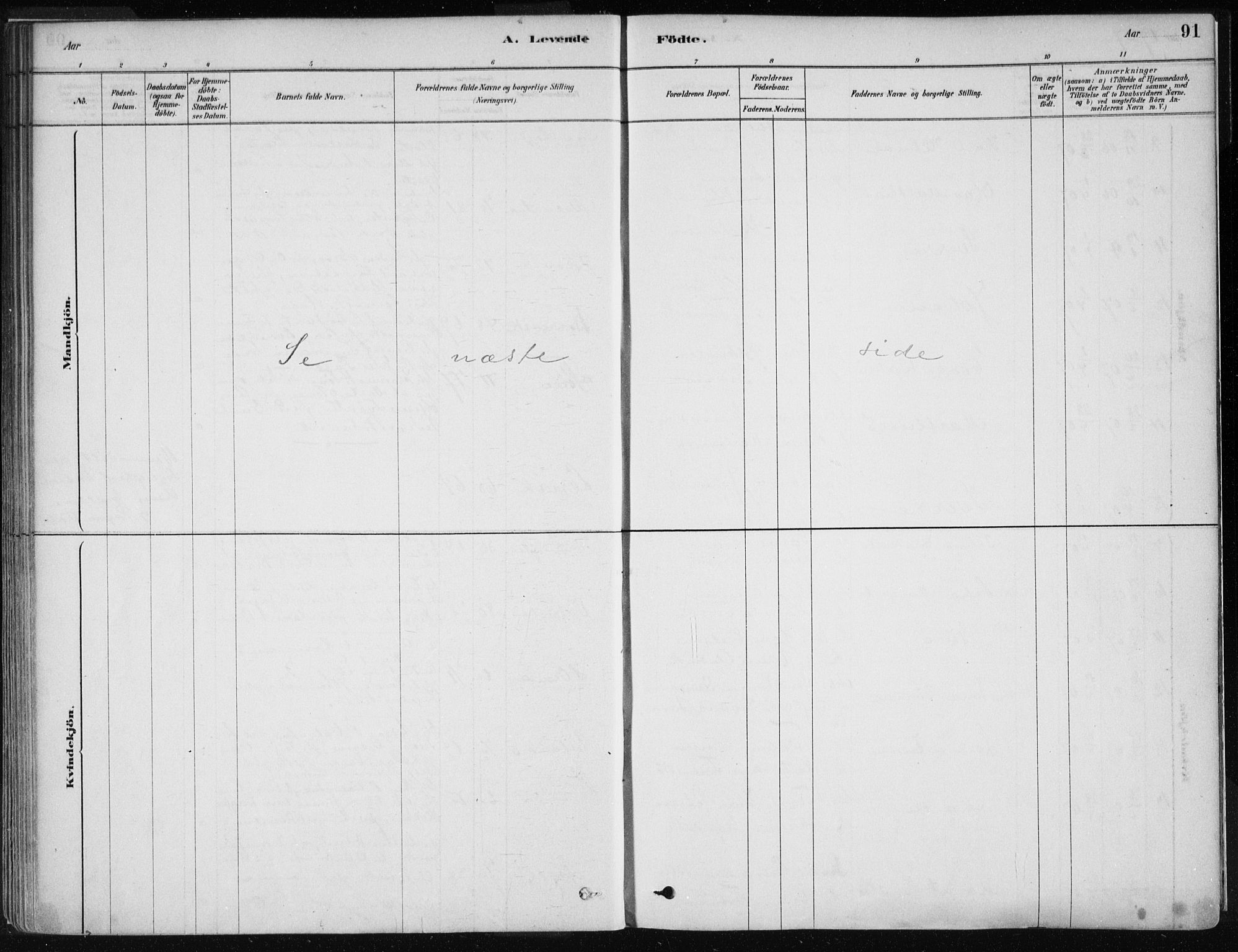 Stord sokneprestembete, AV/SAB-A-78201/H/Haa: Parish register (official) no. B 2, 1878-1913, p. 91