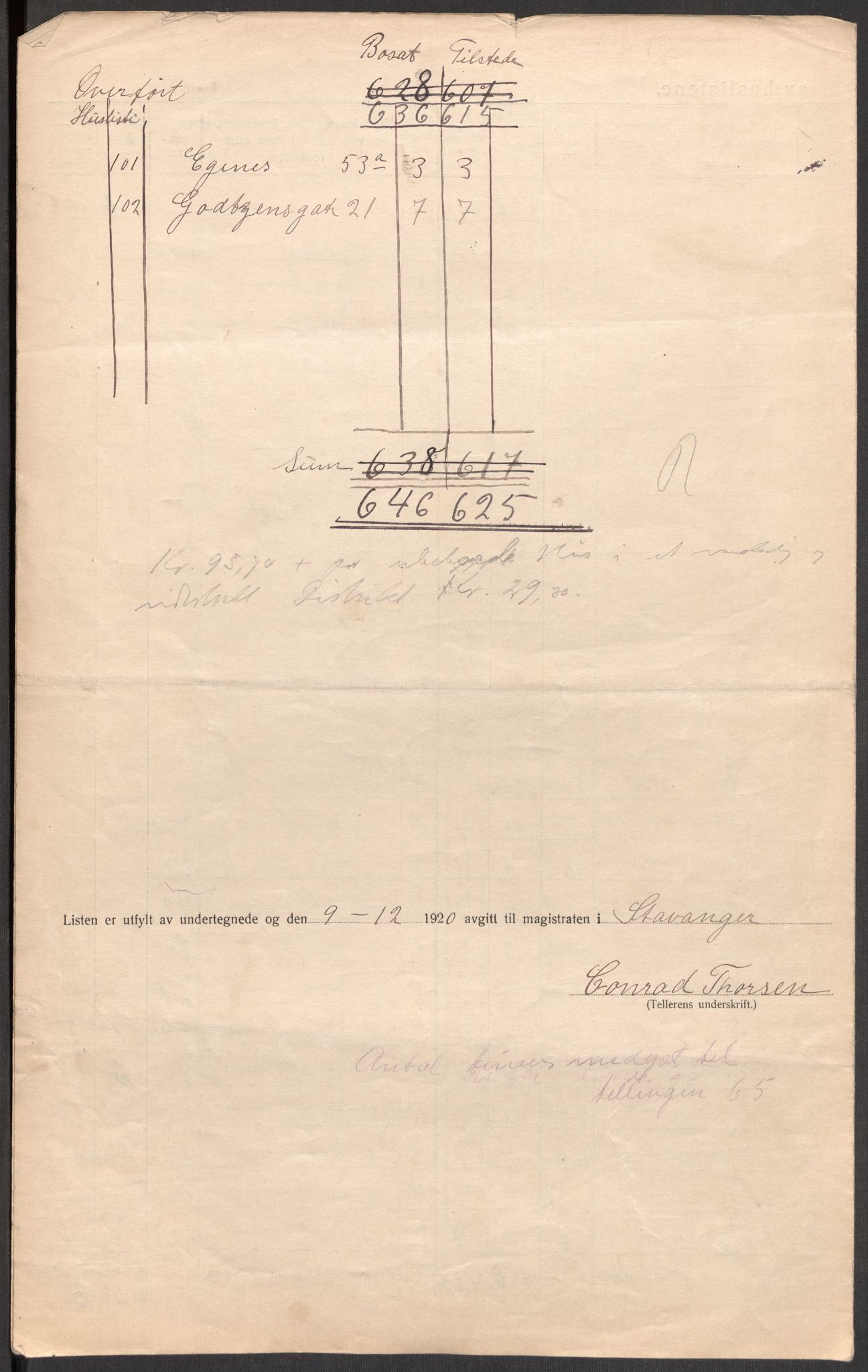 SAST, 1920 census for Stavanger, 1920, p. 154