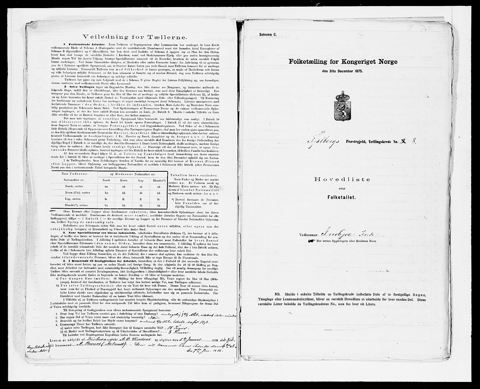 SAB, 1875 census for 1213P Fjelberg, 1875, p. 16