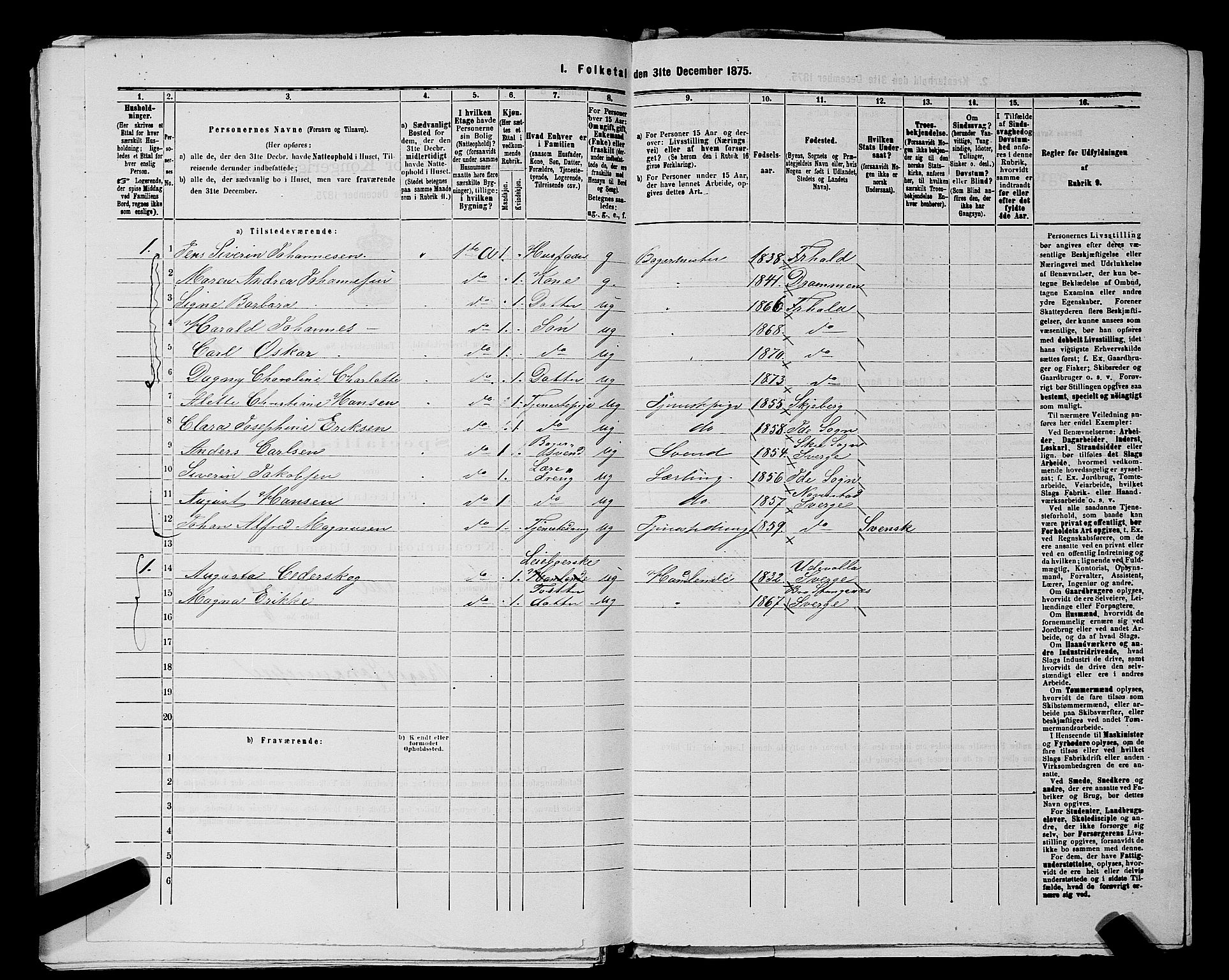 RA, 1875 census for 0101P Fredrikshald, 1875, p. 566