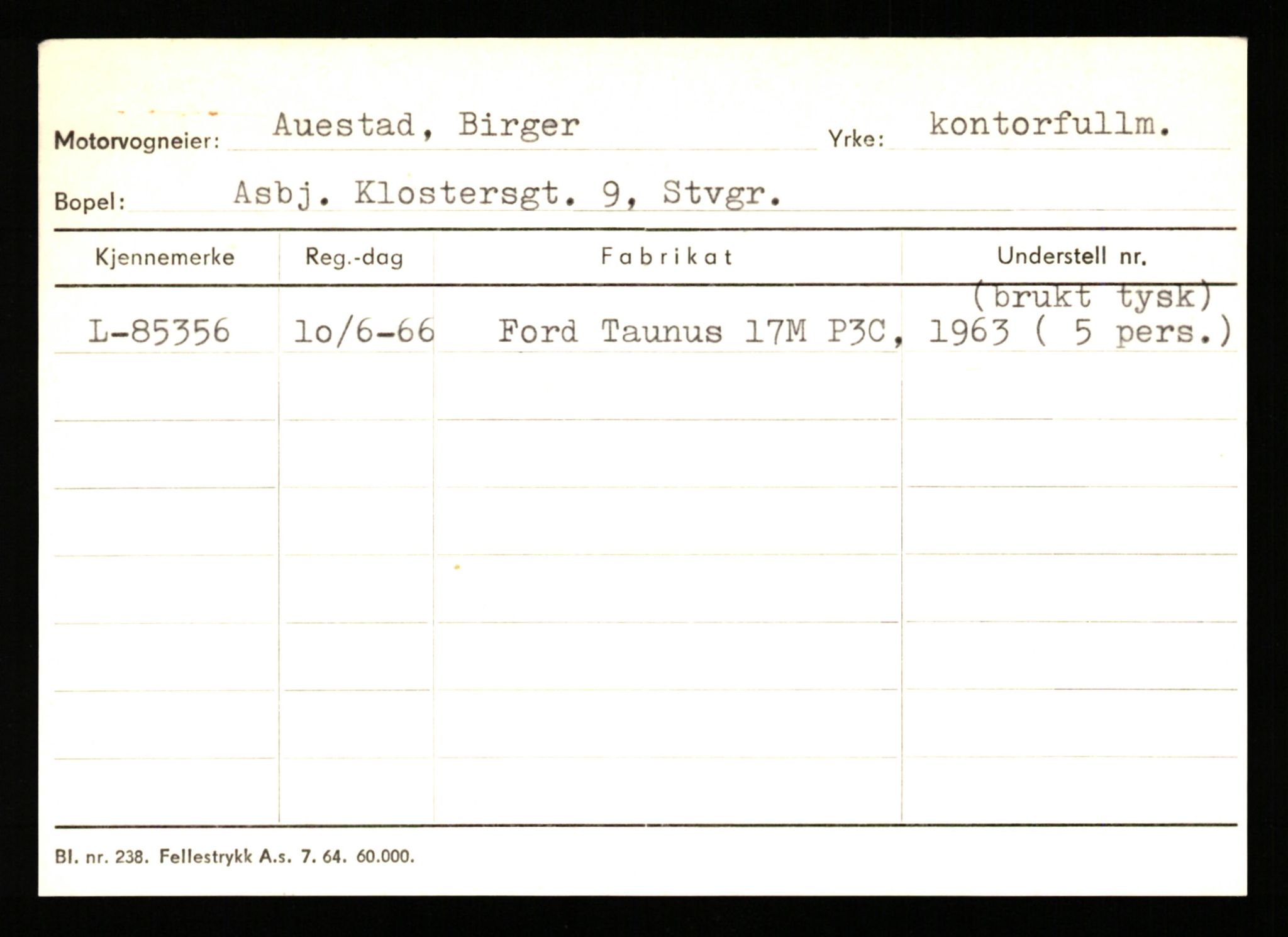 Stavanger trafikkstasjon, SAST/A-101942/0/H/L0002: Askildsen - Berge, 1930-1971, p. 311