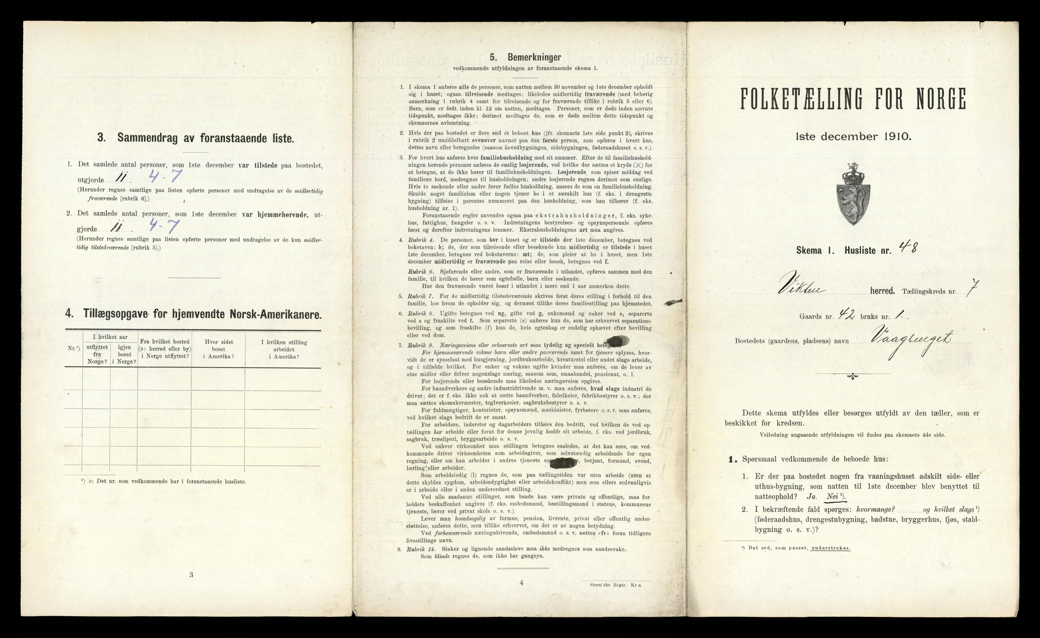 RA, 1910 census for Vikna, 1910, p. 739