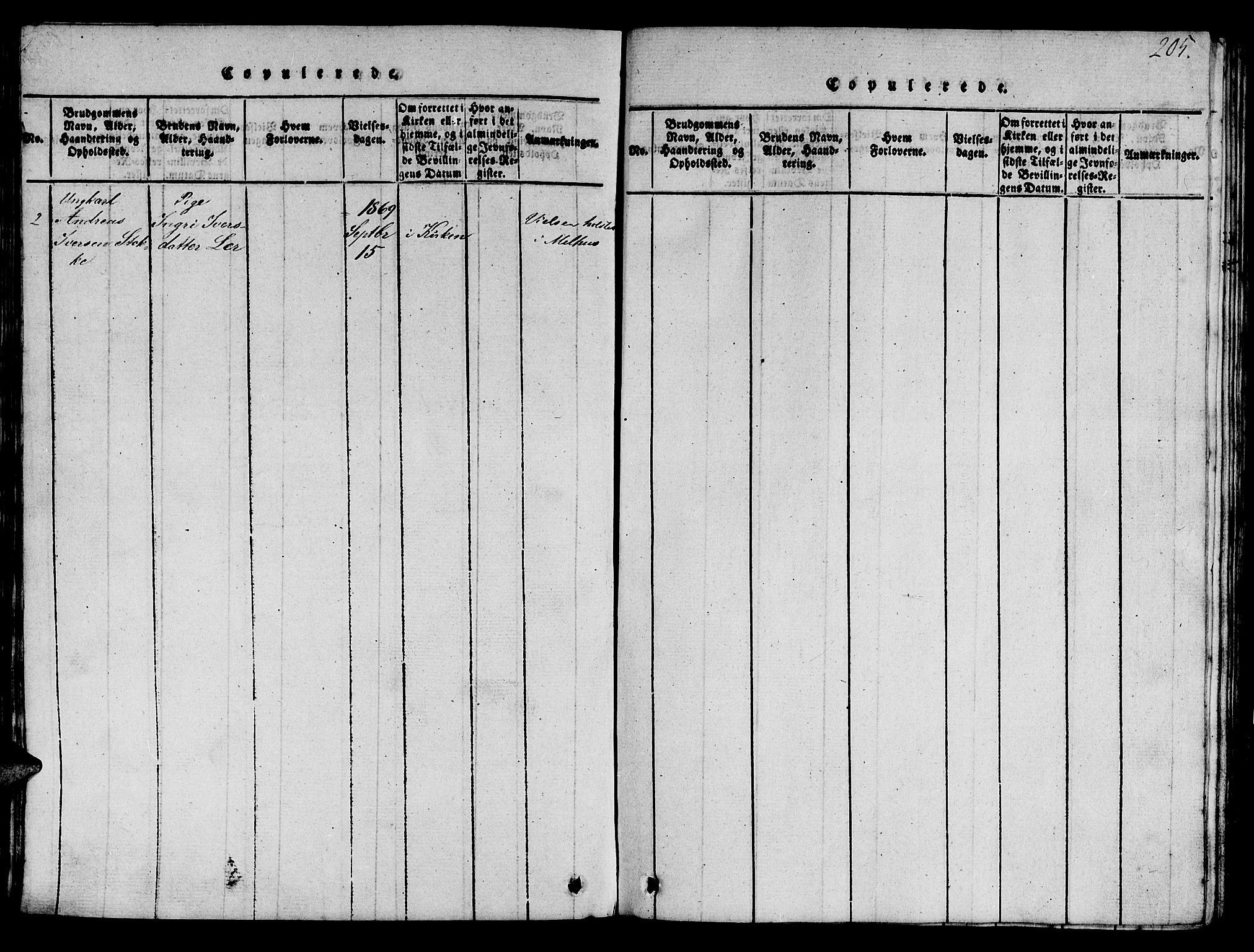 Ministerialprotokoller, klokkerbøker og fødselsregistre - Sør-Trøndelag, SAT/A-1456/693/L1121: Parish register (copy) no. 693C02, 1816-1869, p. 205