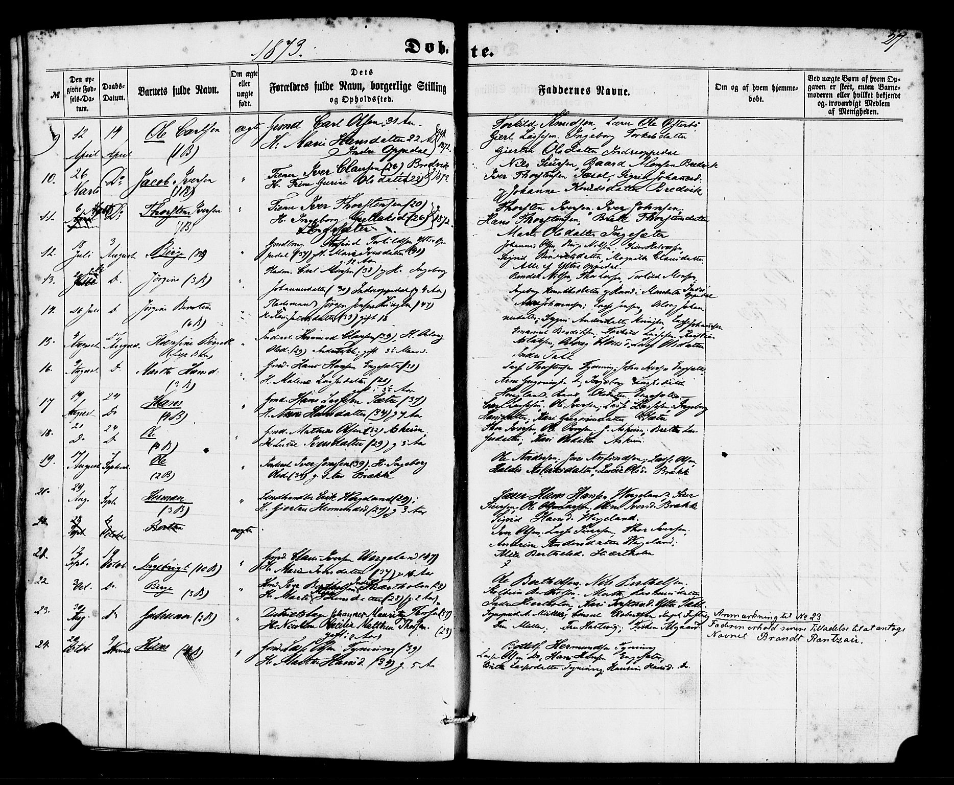 Gulen sokneprestembete, SAB/A-80201/H/Haa/Haac/L0001: Parish register (official) no. C 1, 1859-1881, p. 27