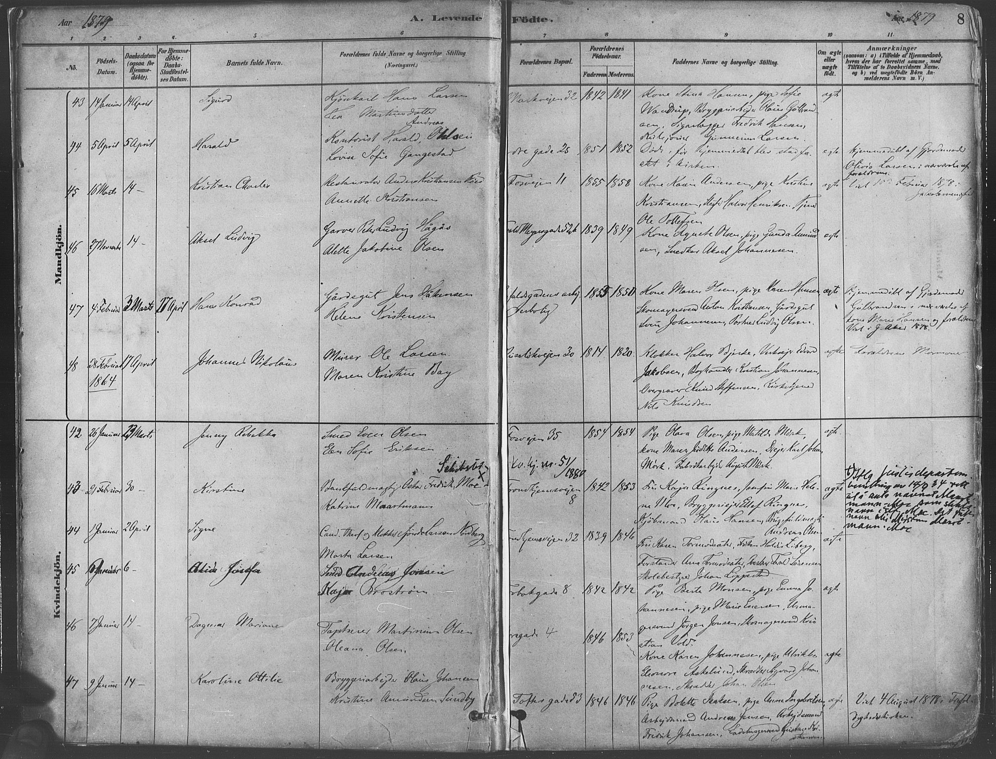 Paulus prestekontor Kirkebøker, AV/SAO-A-10871/F/Fa/L0003: Parish register (official) no. 3, 1879-1887, p. 8