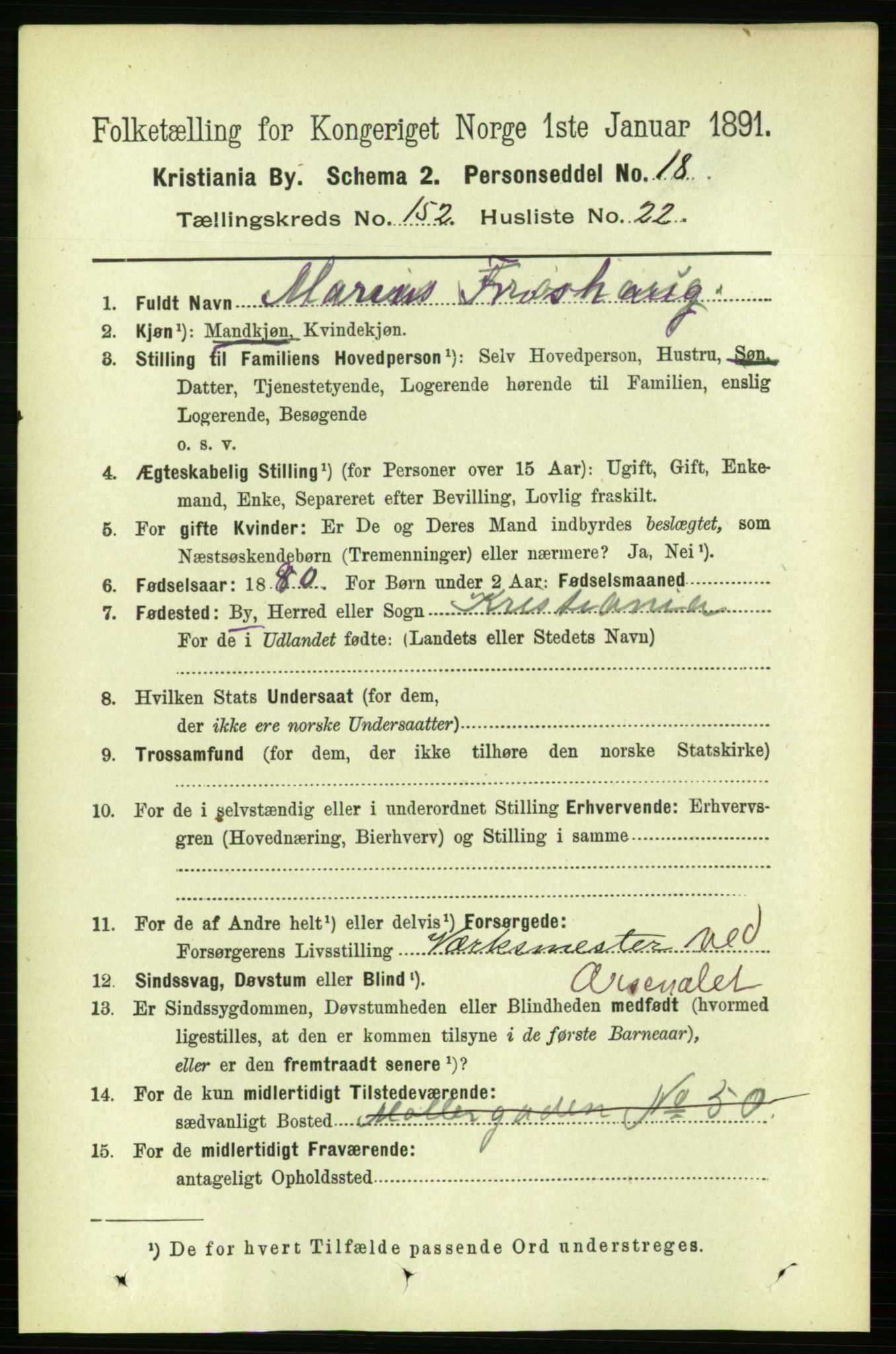 RA, 1891 census for 0301 Kristiania, 1891, p. 85860