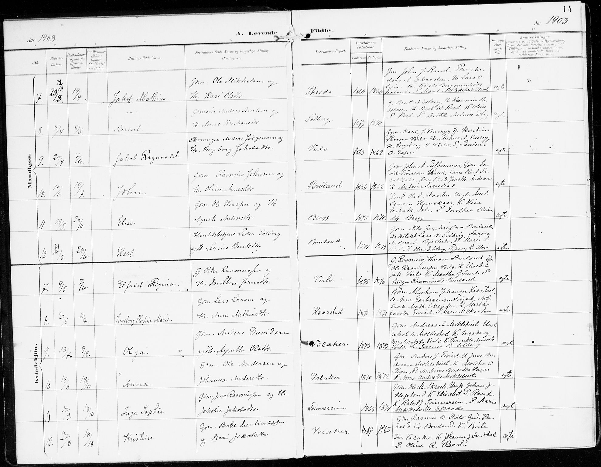 Innvik sokneprestembete, SAB/A-80501: Parish register (official) no. D 2, 1900-1921, p. 14