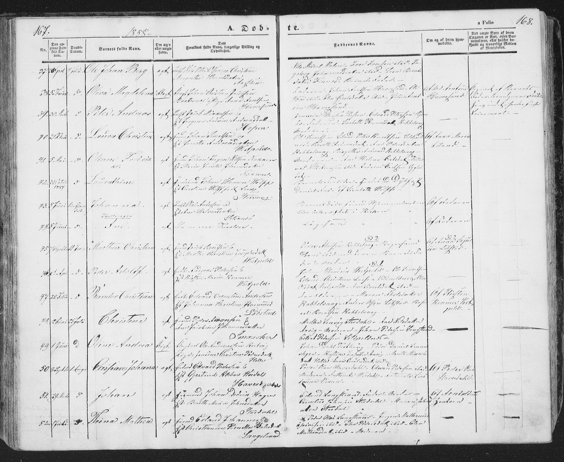 Ministerialprotokoller, klokkerbøker og fødselsregistre - Nordland, AV/SAT-A-1459/874/L1072: Parish register (copy) no. 874C01, 1843-1859, p. 167-168
