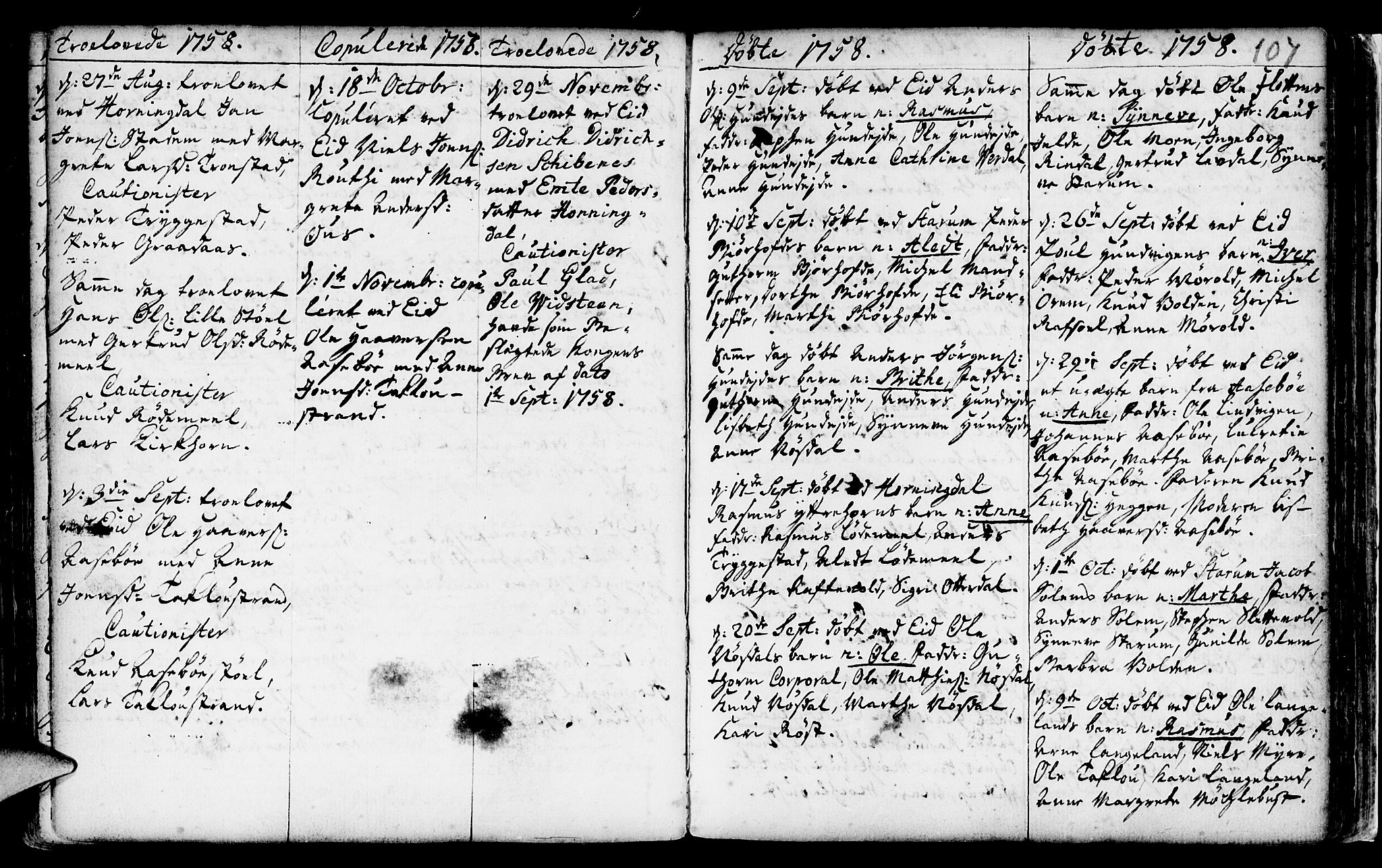 Eid sokneprestembete, AV/SAB-A-82301/H/Haa/Haaa/L0002: Parish register (official) no. A 2, 1741-1769, p. 107